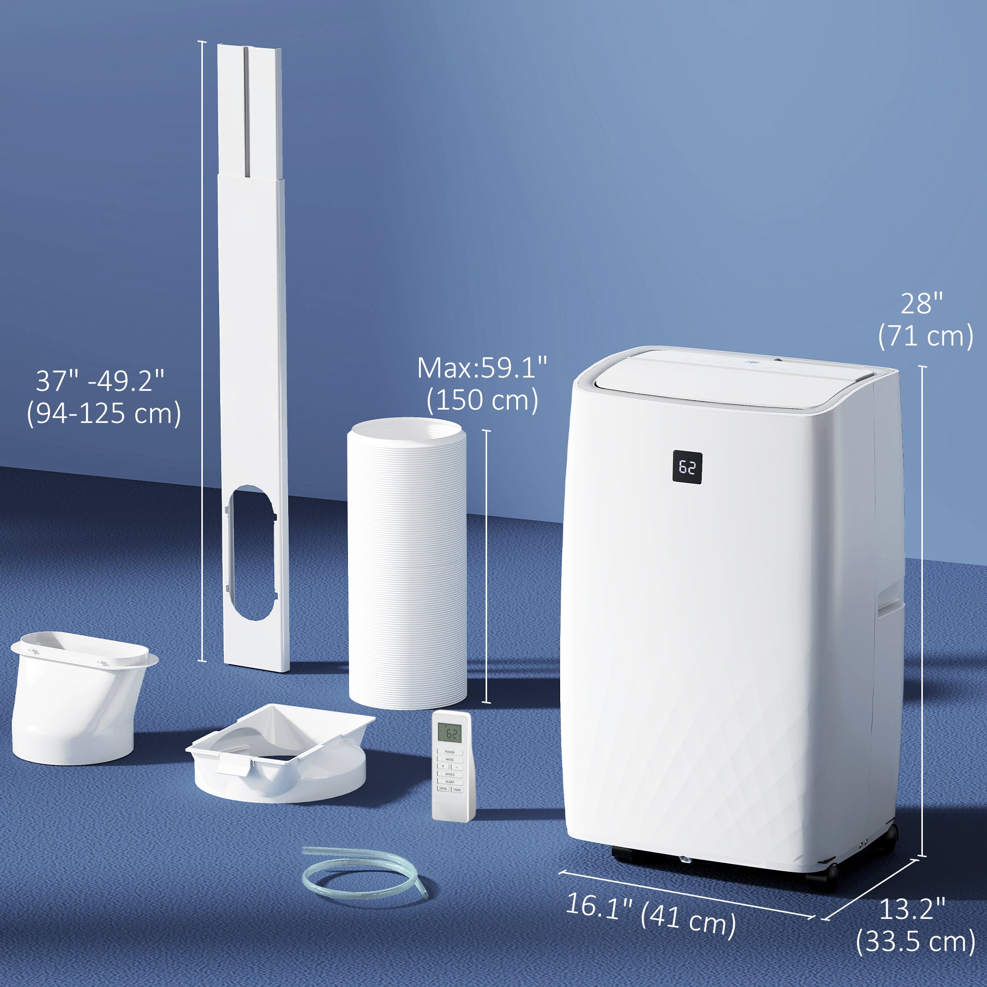 14000 BTU (9200 BTU SACC) Air Conditioner, AC Unit with Dehumidifier, Fan, 24H Timer On Off, 3 Speeds, Auto Sleep Mode, Remote Control, Window Kit, for Room up to 700 Sq. ft