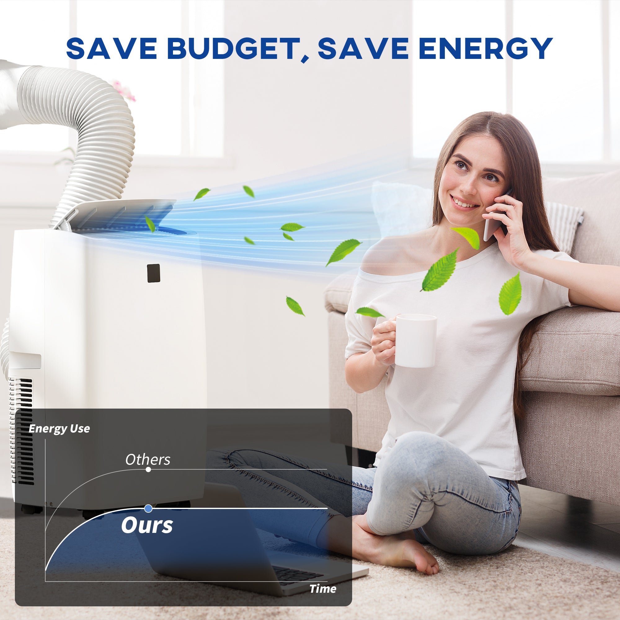 14000 BTU (9200 BTU SACC) Air Conditioner, AC Unit with Dehumidifier, Fan, 24H Timer On Off, 3 Speeds, Auto Sleep Mode, Remote Control, Window Kit, for Room up to 700 Sq. ft