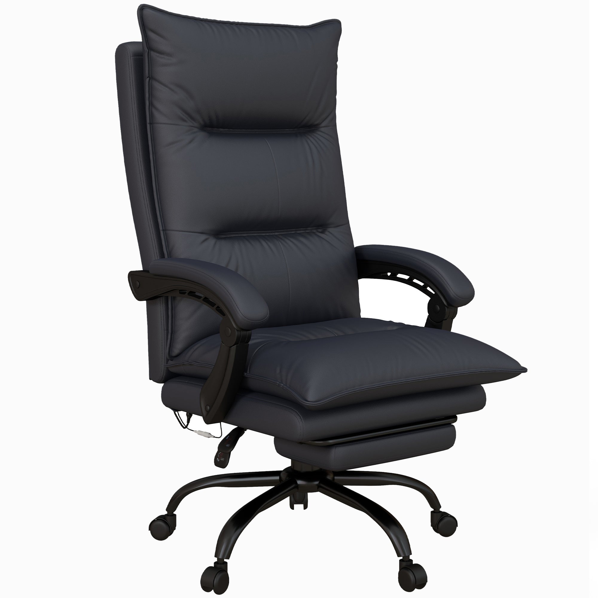 Executive Massage Office Chair with 6 Vibration Points, Microfiber Computer Desk Chair, Heated Reclining Chair Gray - HOMCOM