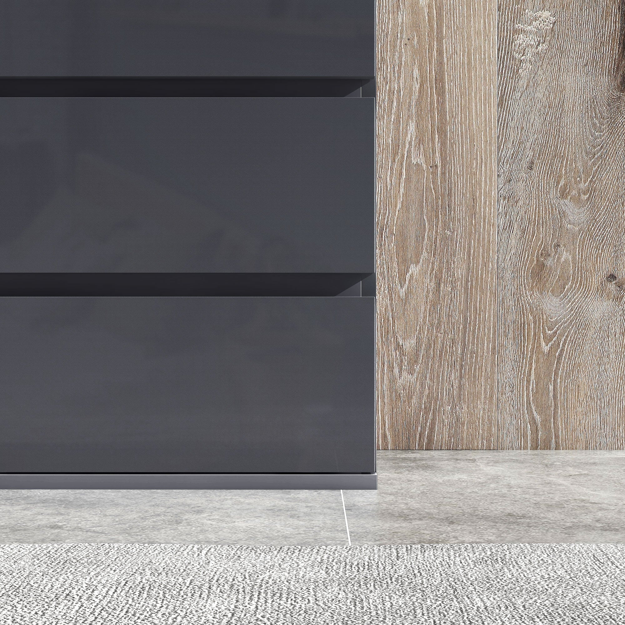 HOMCOM High Gloss Chest of Drawers, 4 Drawers Dresser, Modern Storage Drawer Unit with Soft Closing Mechanism for Bedroom, Grey