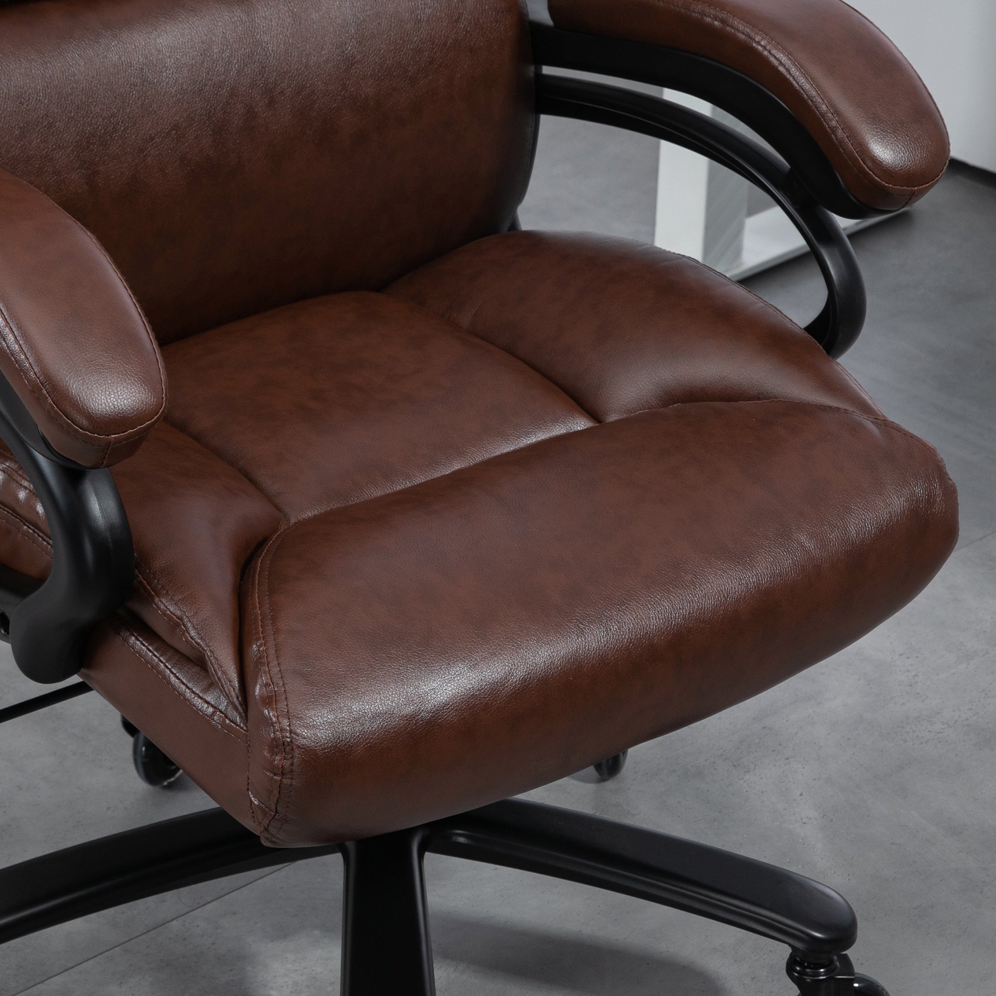 400lbs Executive Computer Chair with PU Leather & Adjustable Height, Brown
