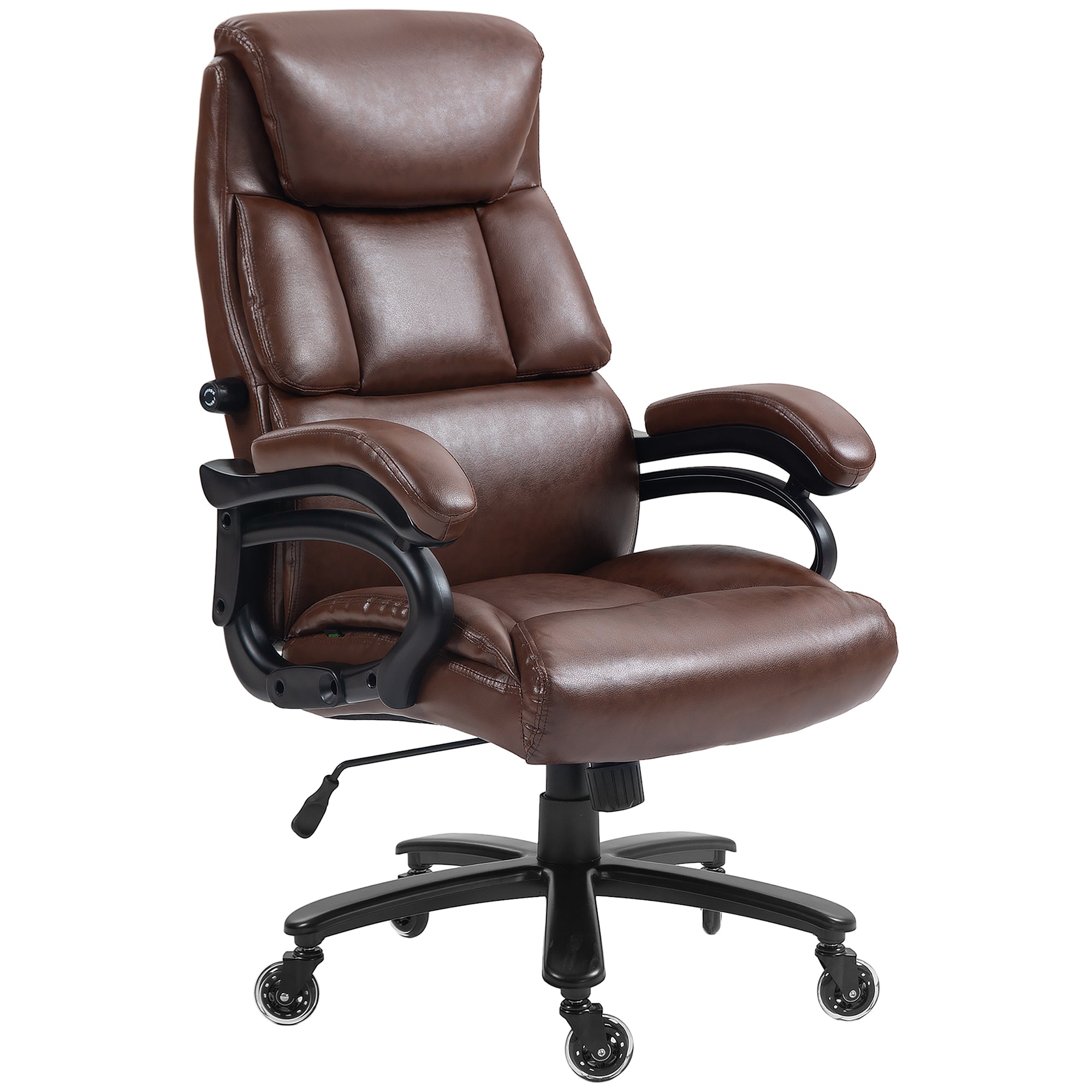 400lbs Executive Computer Chair with PU Leather & Adjustable Height, Brown