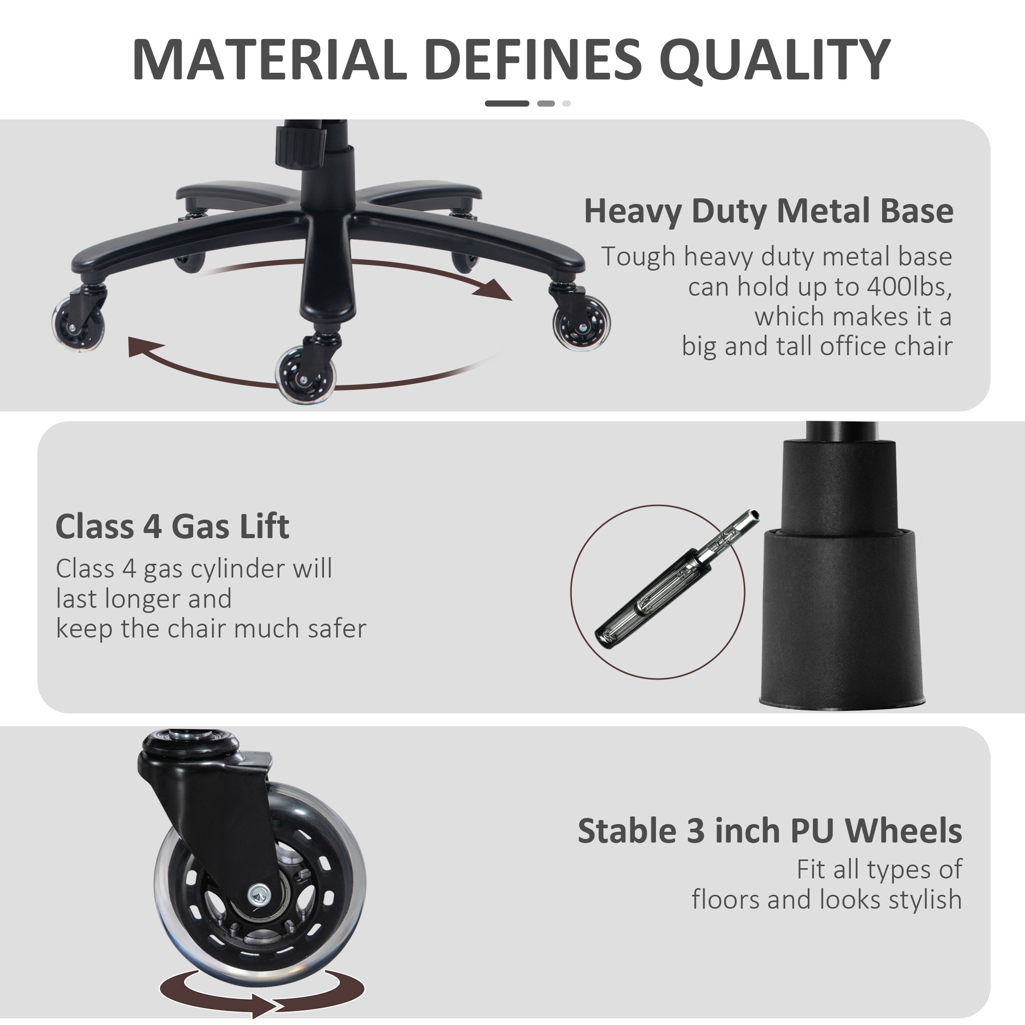 400lbs Executive Computer Chair with PU Leather & Adjustable Height, Brown