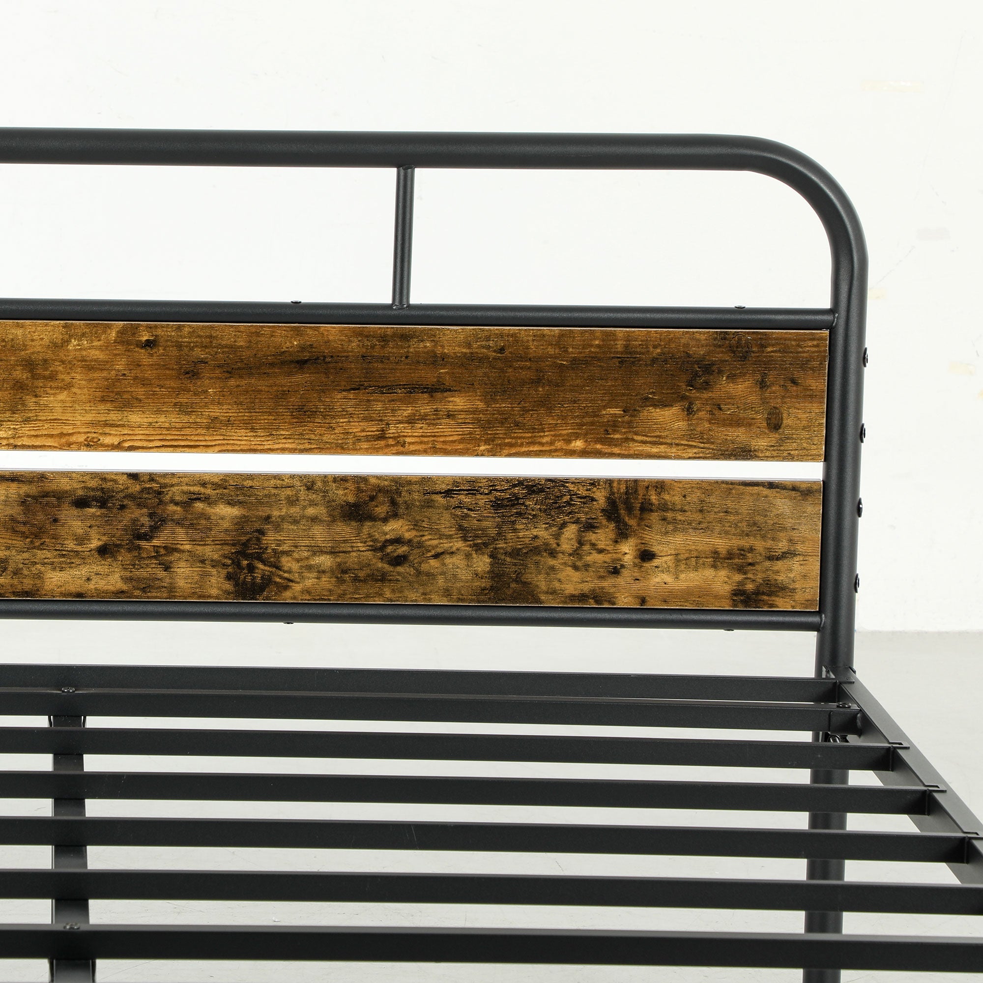 HOMCOM 4ft6 Double Bed Frame with Headboard, Platform Bed Frame with Underbed Storage, Slat Support, No Box Spring Needed, Easy Assembly, Rustic Brown