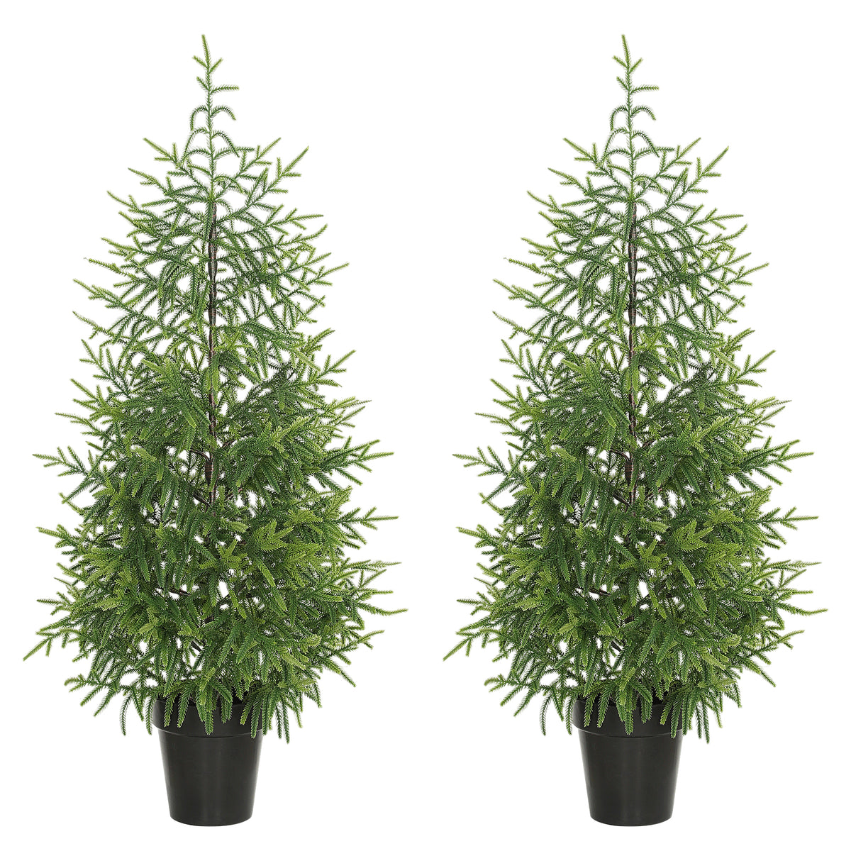 Norfolk Pine Christmas Tree Real Touch 4FT Artificial Xmas Tree, Indoor Outdoor Decoration for Front Porch, Entryway, Living Room, Set of 2