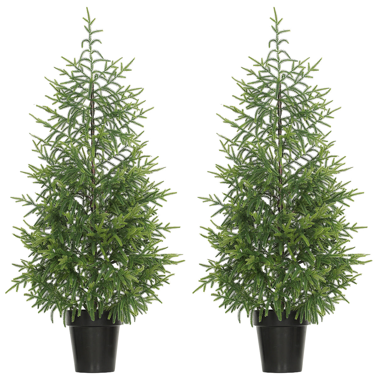 Norfolk Pine Christmas Tree Real Touch 4FT Artificial Xmas Tree, Indoor Outdoor Decoration for Front Porch, Entryway, Living Room, Set of 2