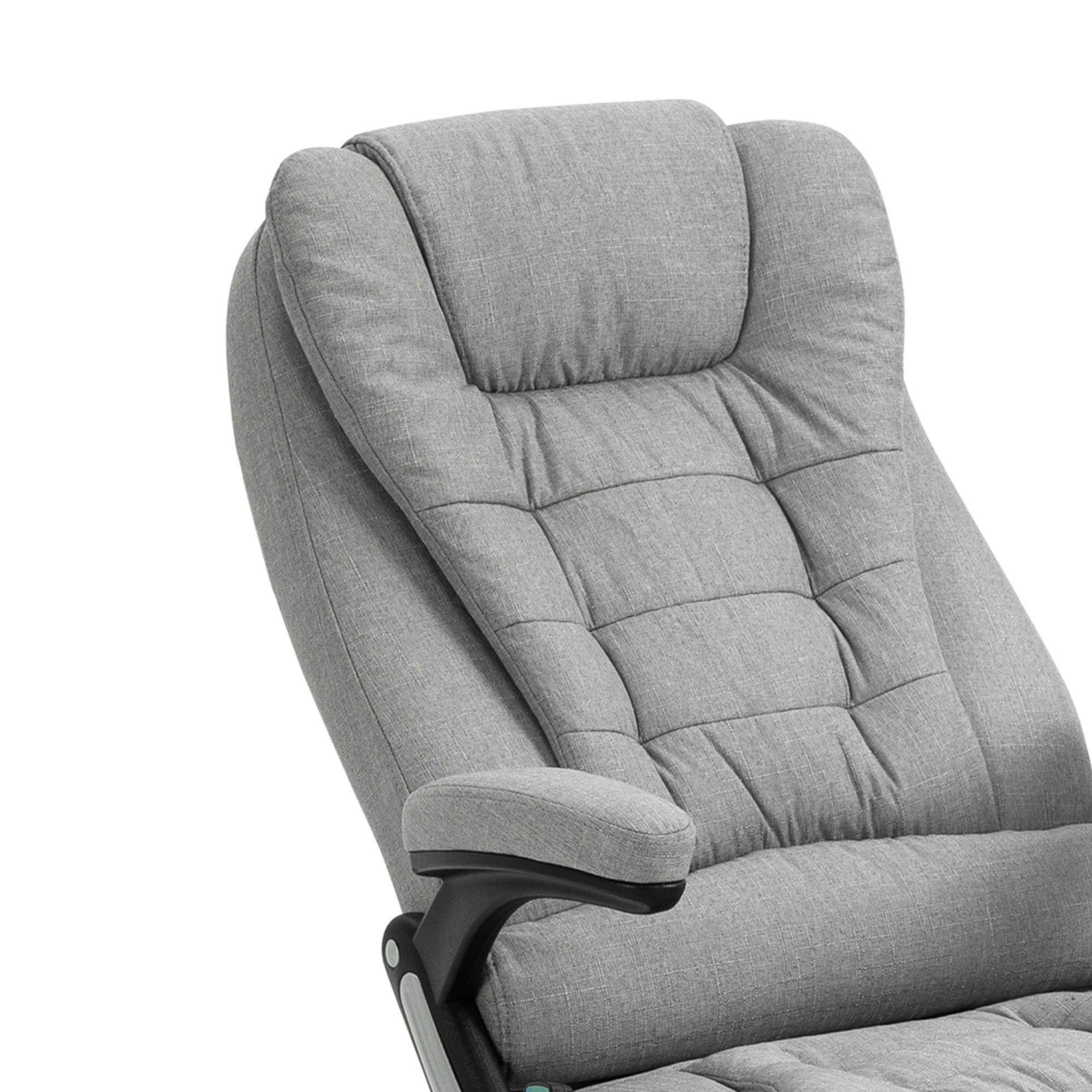 Vinsetto Office Chair, Ergonomic Desk Chair with 6-Point Massage and Back Heated, Linen-Feel Fabric Computer Gaming Chair with Arms, Lumbar Support, Light Grey