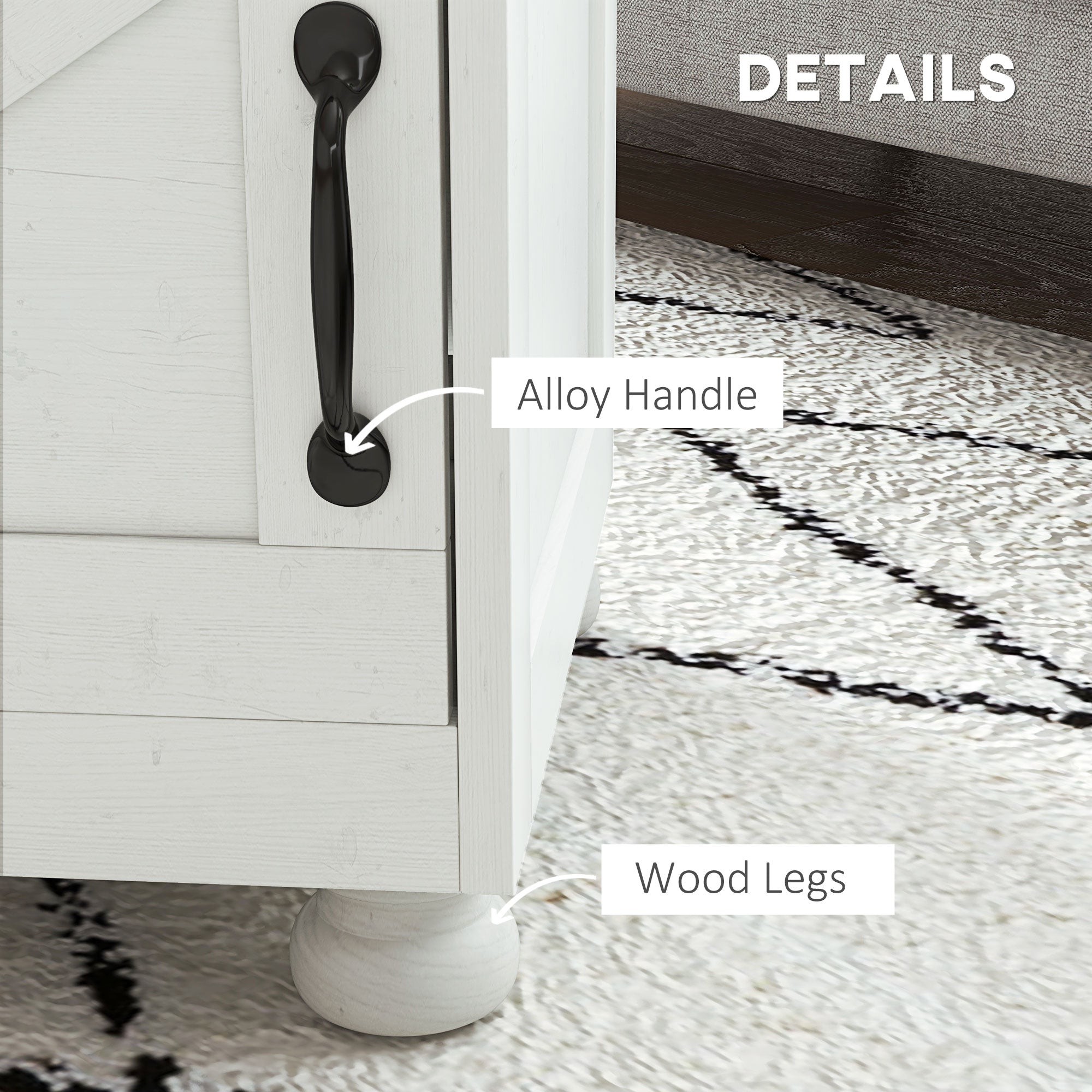 Side Table with Storage, End Table with Open Shelf, Cupboard and Wood Legs, White - HOMCOM