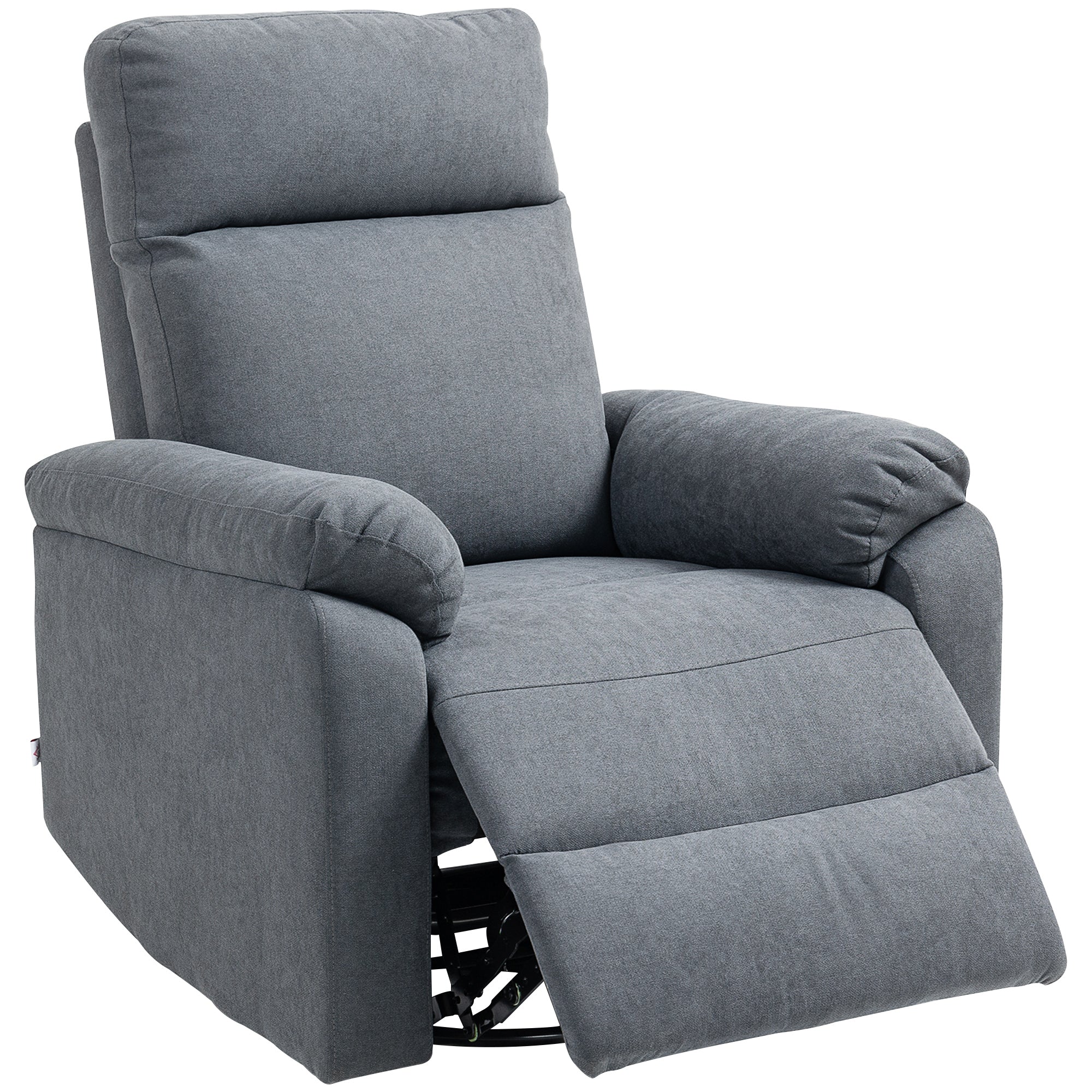 HOMCOM Swivel Rocker Recliner Chair, Wide Rocking Single Sofa with Pocket Spring, Footrest, Modern Fabric Overstuffed Reclining Chair for Living Room, Bedroom, Quick Assembly, Gray