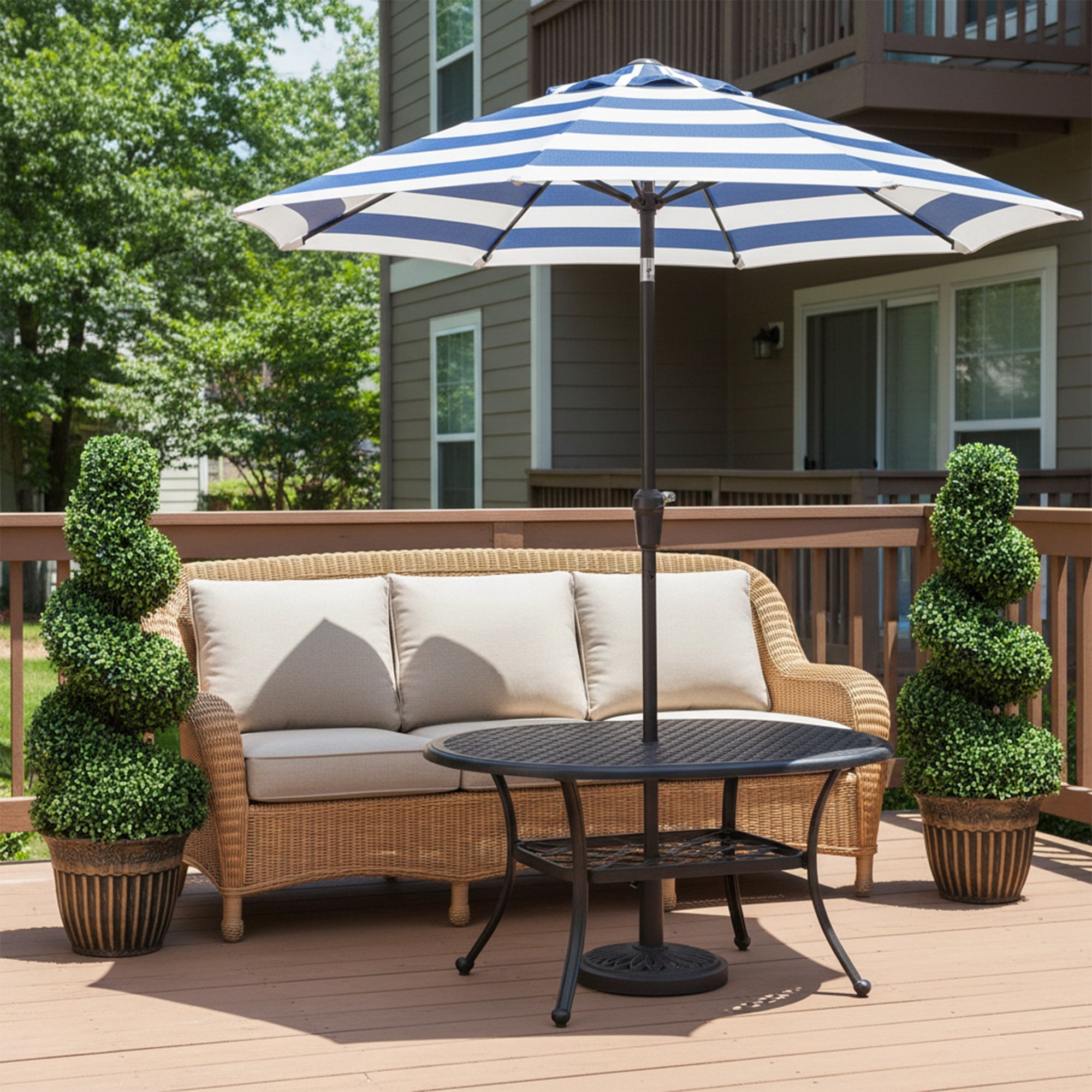 Set of 2 Decorative Artificial Plants Topiary Spiral Boxwood Trees in Pot, Fake Plants for Home Indoor Outdoor Decor, 90cm, Light Green