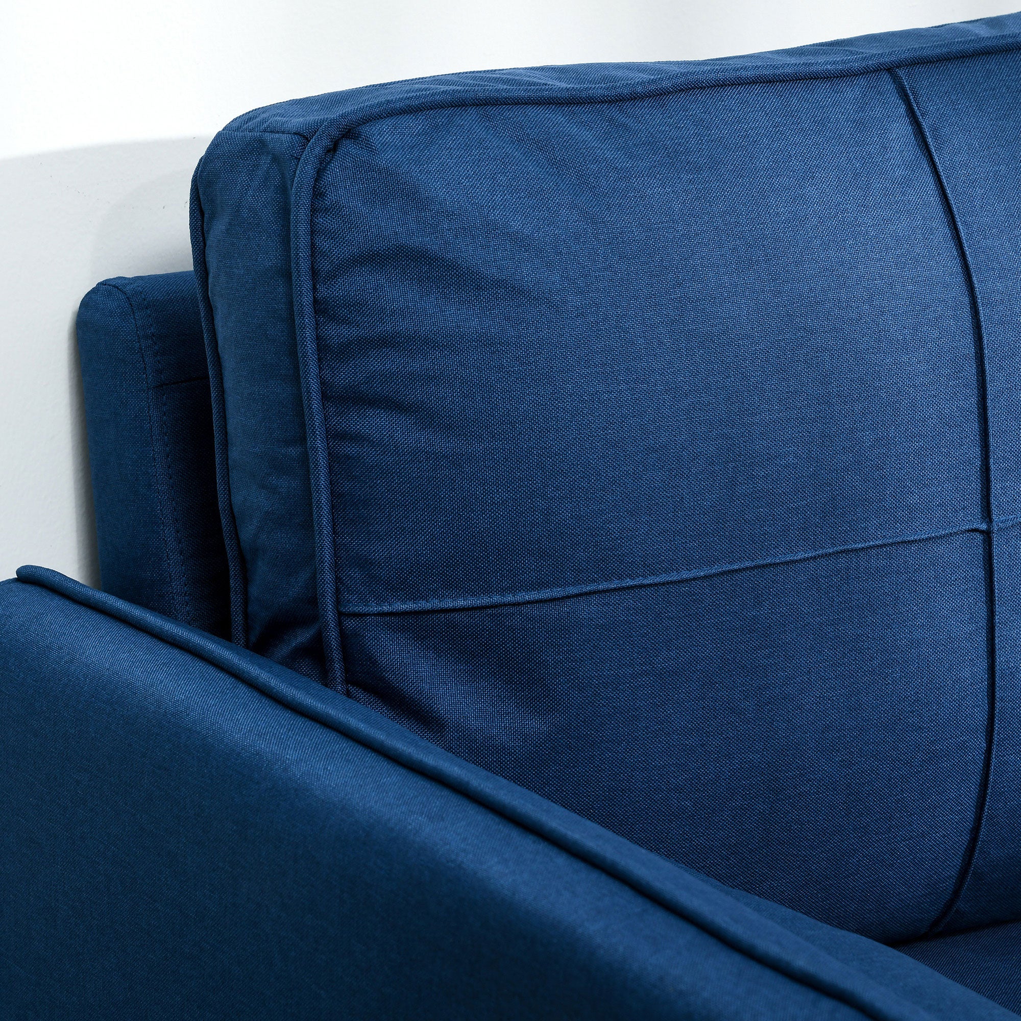 HOMCOM 56" Loveseat Sofa for Bedroom with Back Cushions and Pillows, Modern Love Seats Furniture, Upholstered 2 Seater Couch with Solid Wood Frame and Steel Legs, Blue