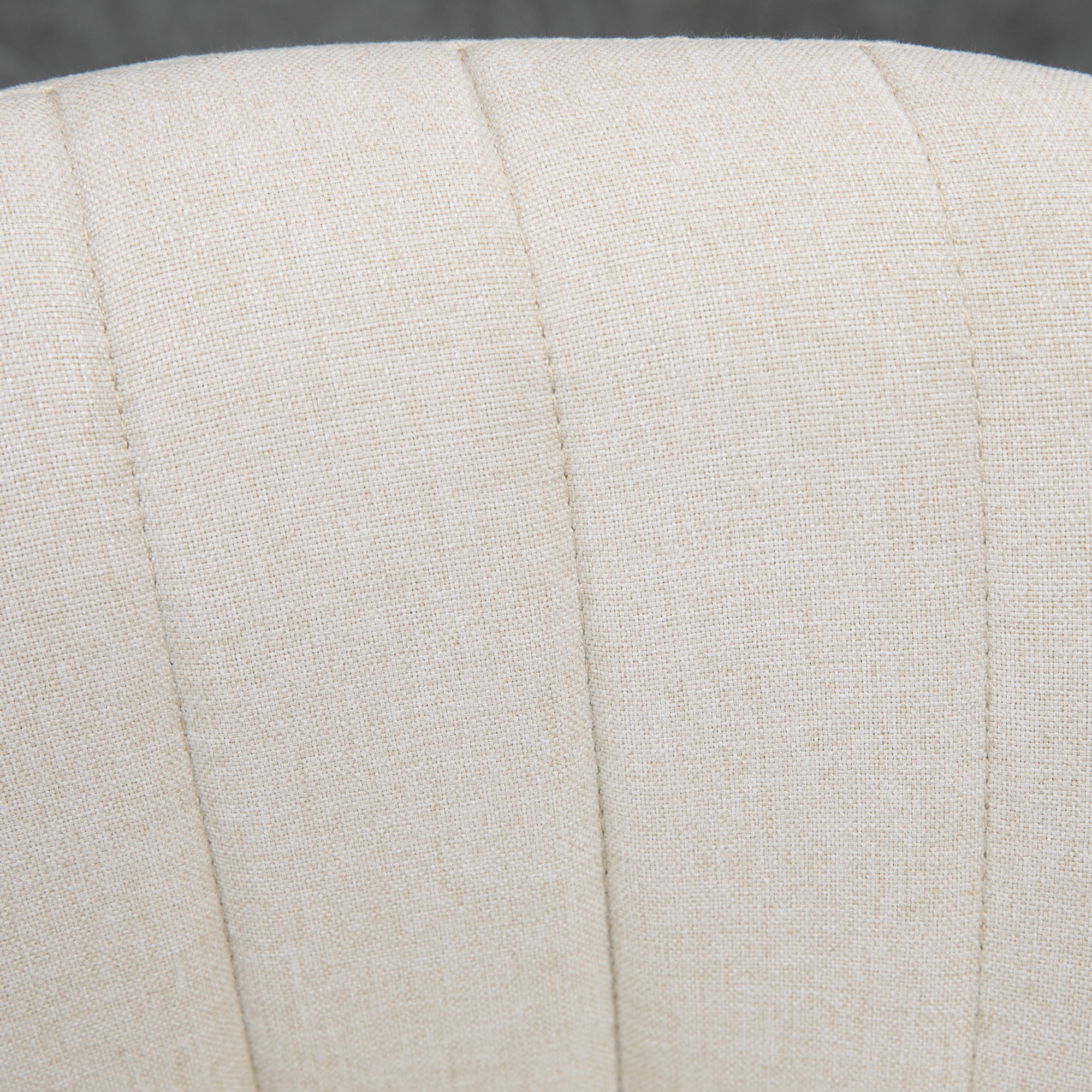 Set of 2 Adjustable Linen Swivel Bar Stools with Round Metal Base, Cream