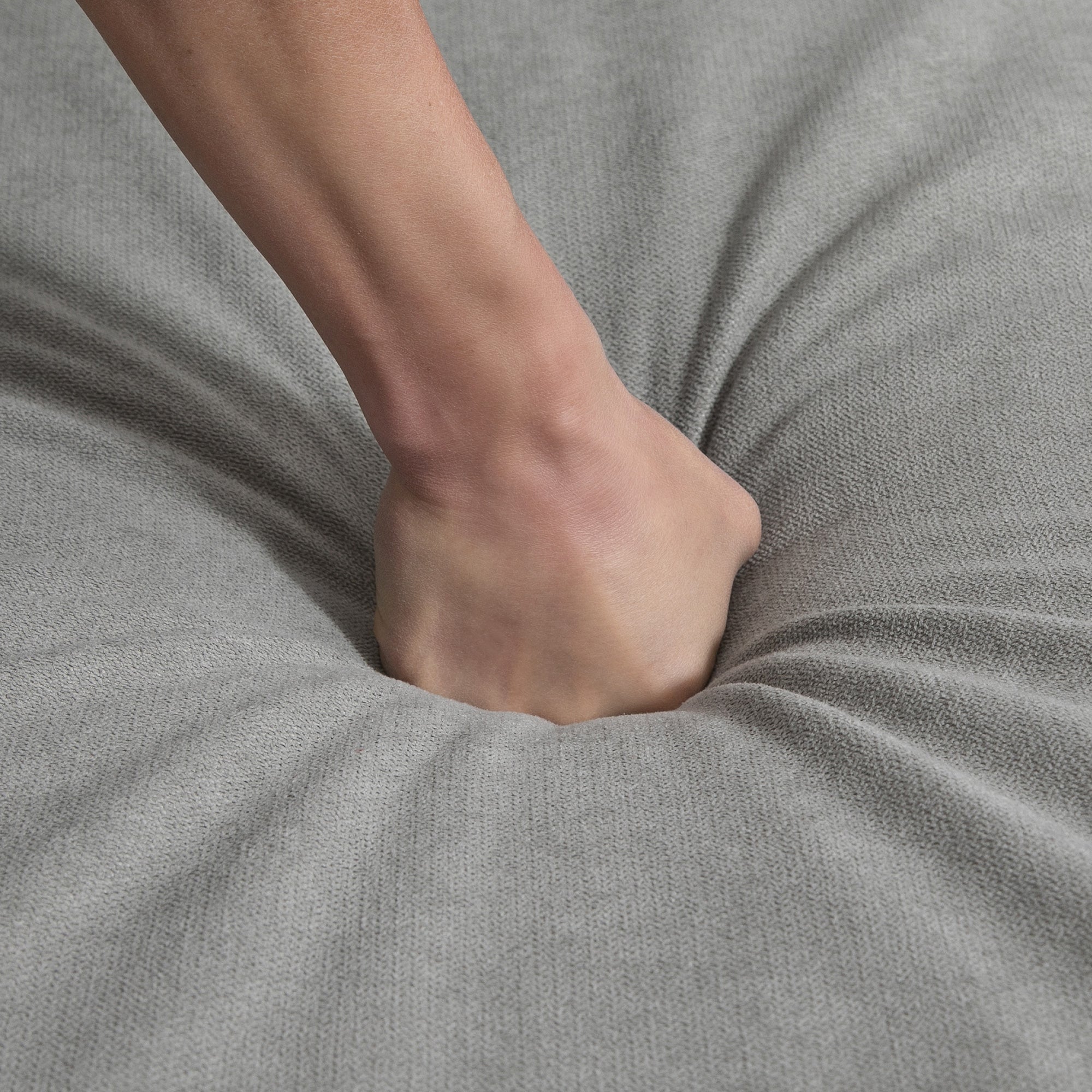 Canapé d'angle 3 places en L avec pouf pour salon, gris clair