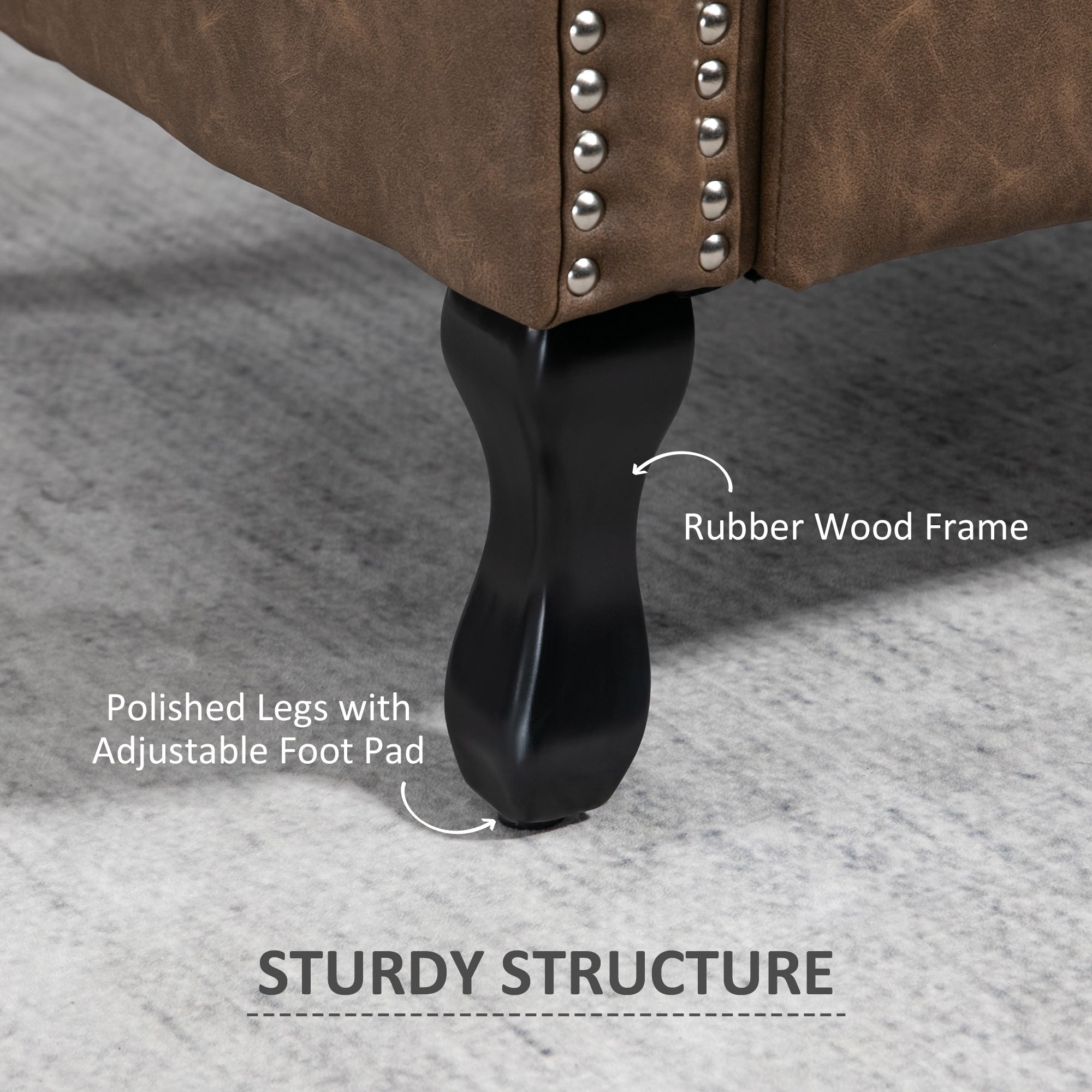 HOMCOM Wingback Armchair, Chesterfield-style PU Leather Fireside Chair, Button Tufted Accent Chair with Nailhead Trim for Living Room, Bedroom, Home Office, Brown