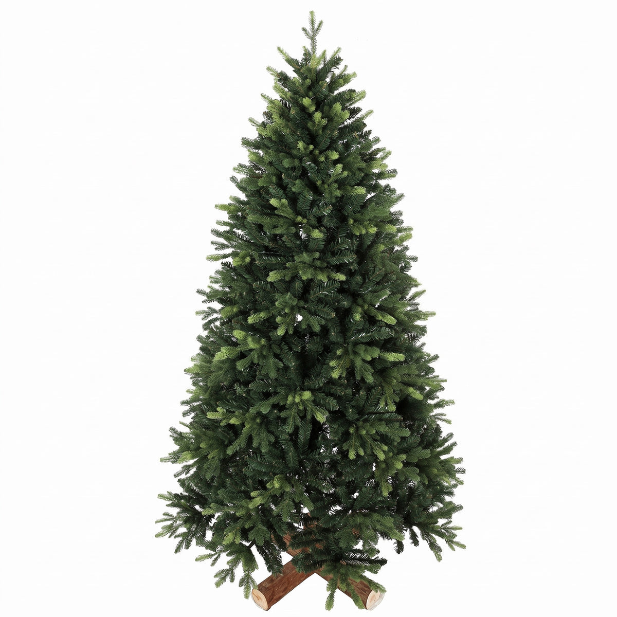 6ft Artificial Christmas Tree, Hinged Xmas Tree with 2419 PE & PVC Branch Tips, Solid Fir Wood Stand, Auto Open for Home Office Holiday Decoration, Green