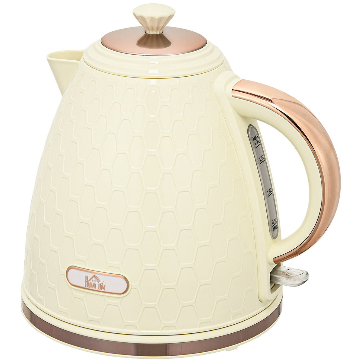 Electric Kettle, 1.7L, Fast Boil, 3000W Cordless Water Kettle with Removable Washable Anti-scale Filter, Auto Shut-off, 360° Swivel, Beige