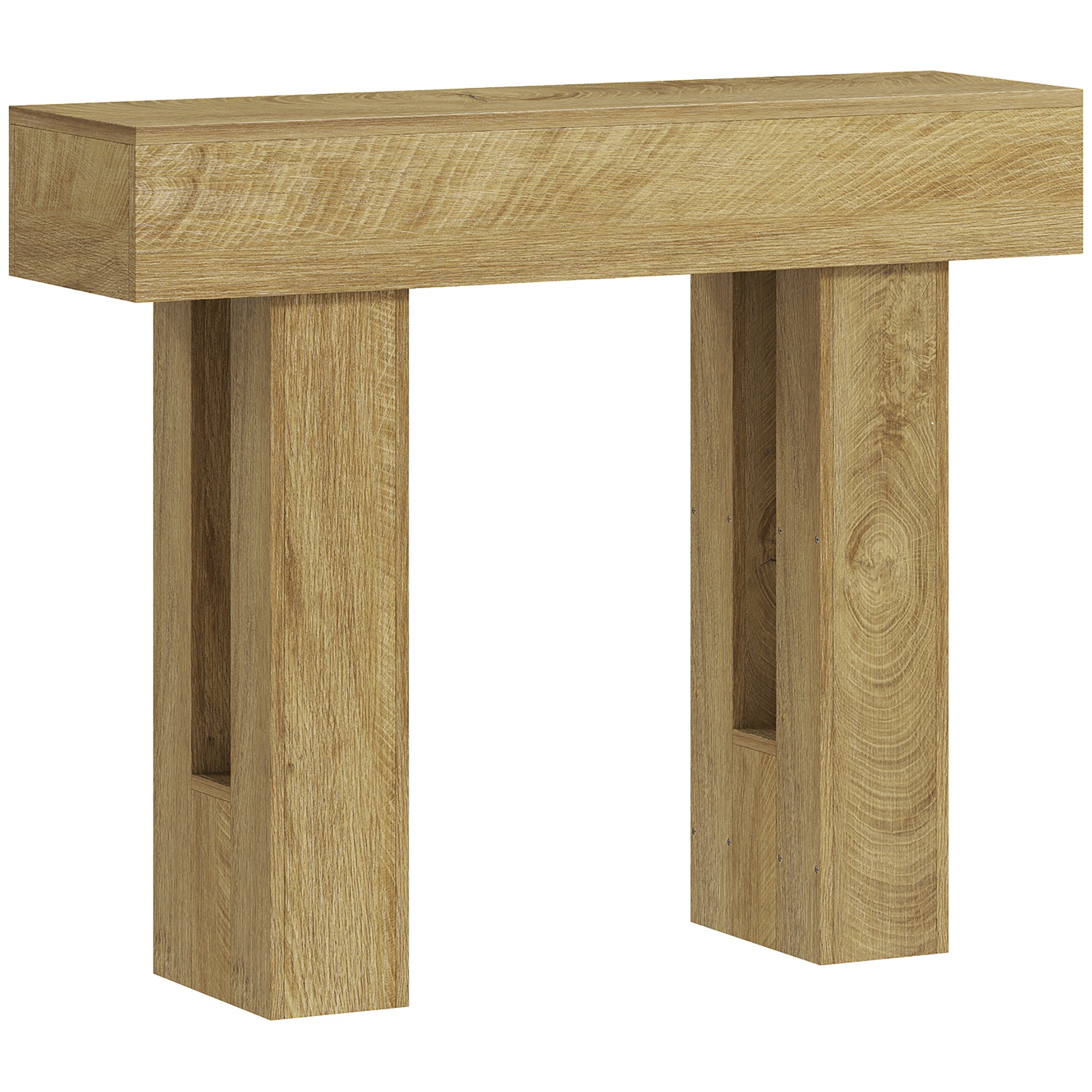 42 Inch Console Table, Narrow Farmhouse Entryway Table with Thickened Tabletop for Living Room, Hallway, Entrance, Oak