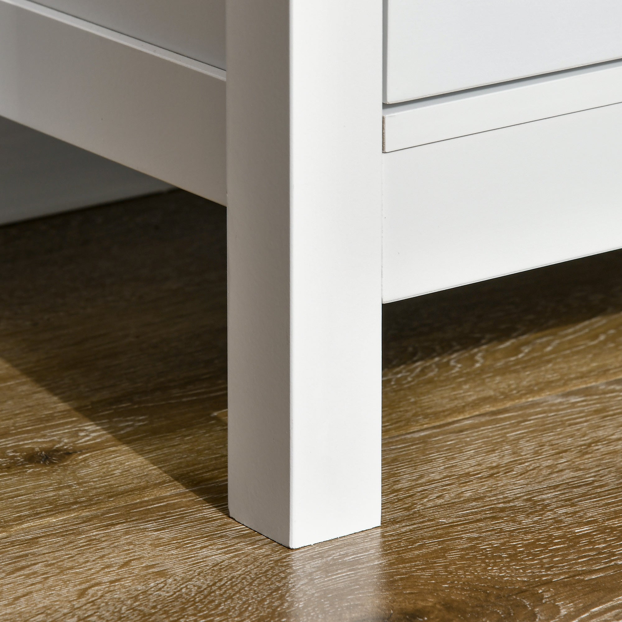 Sideboard Buffet Cabinet w/ 4 Glass Doors & Adjustable Shelf, Stripe Pattern, White