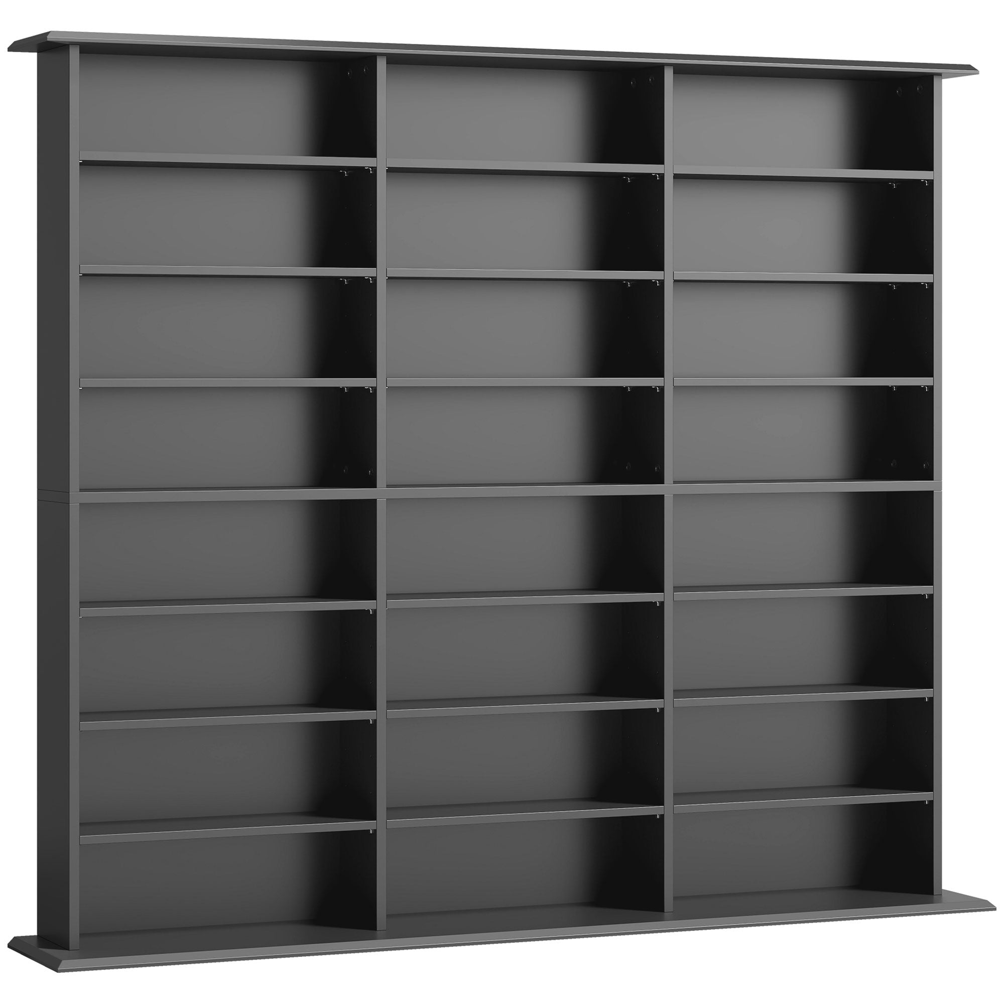 1032 CD/594 DVD Storage Unit, Blu-ray Media Storage Shelf with 24 Compartments and 18 Adjustable Shelves, CD Tower for Living Room, Bedroom, Office, Black