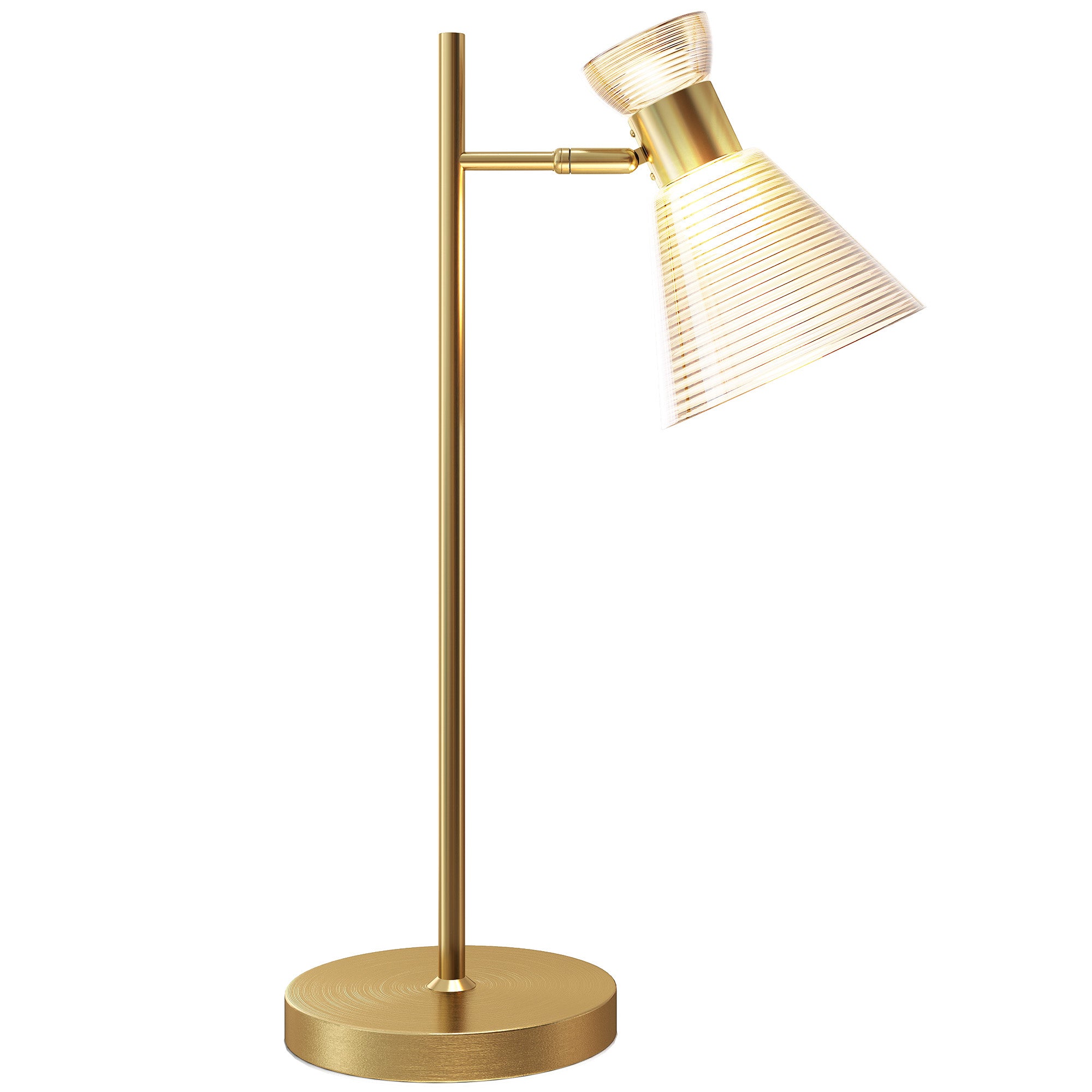 Modern Table Lamp, Bedside Lamp with Adjustable Flower-Shaped Head and E27 Socket for Living Room Bedroom Study, Bulb Not Included, Gold Tone