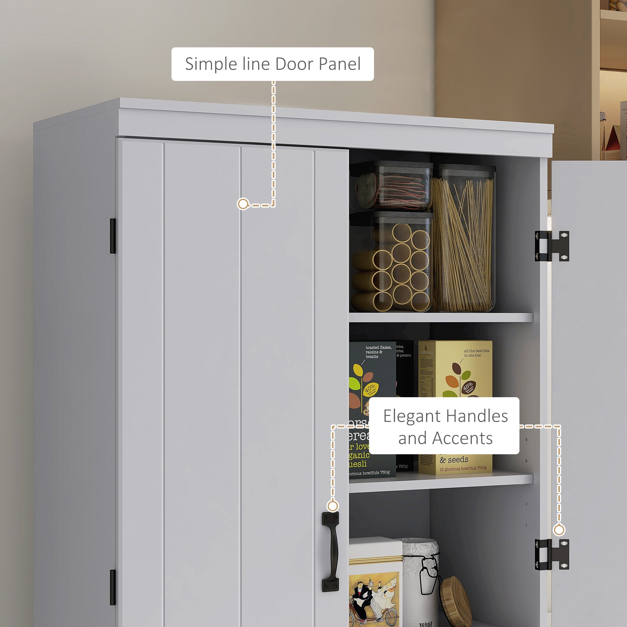 70" Modern Kitchen Pantry Storage Cupboard Cabinet w/ 6 Tier Shelving