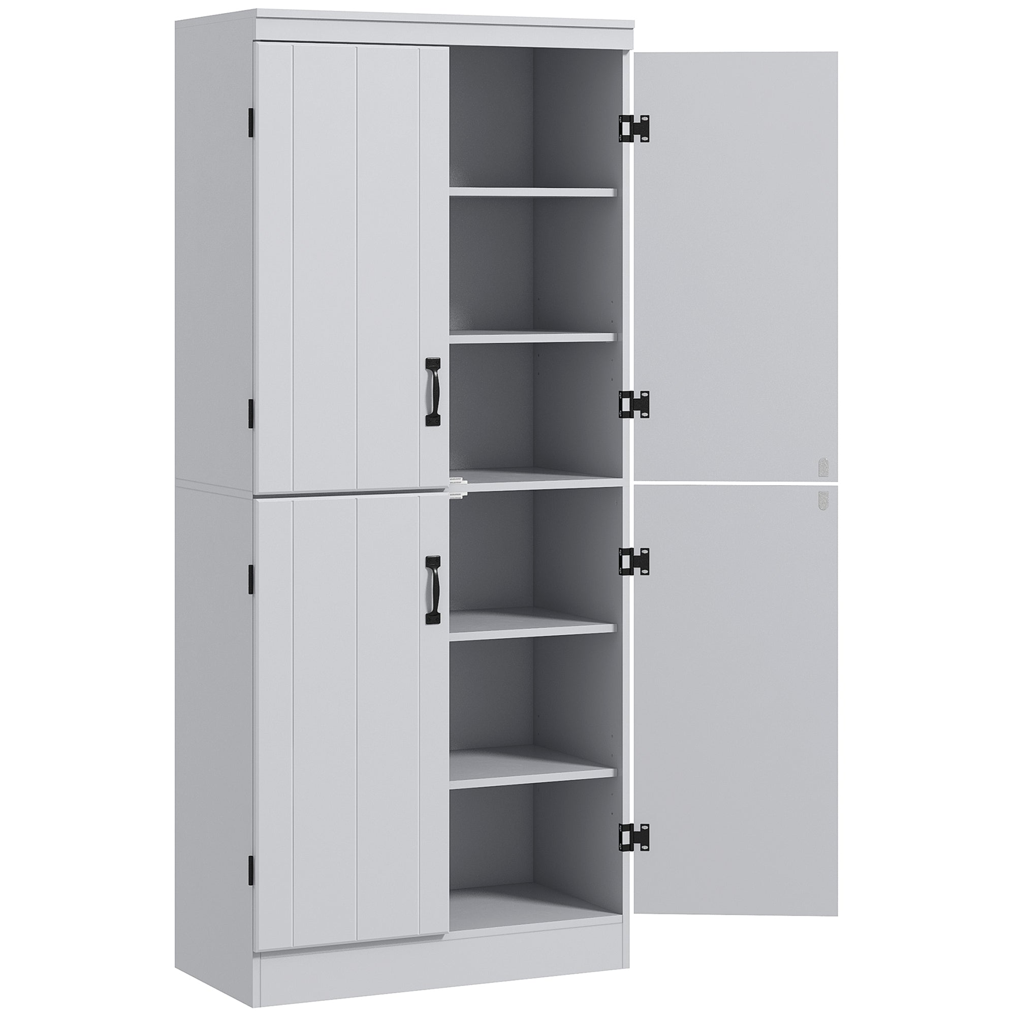 70" Modern Kitchen Pantry Storage Cupboard Cabinet w/ 6 Tier Shelving
