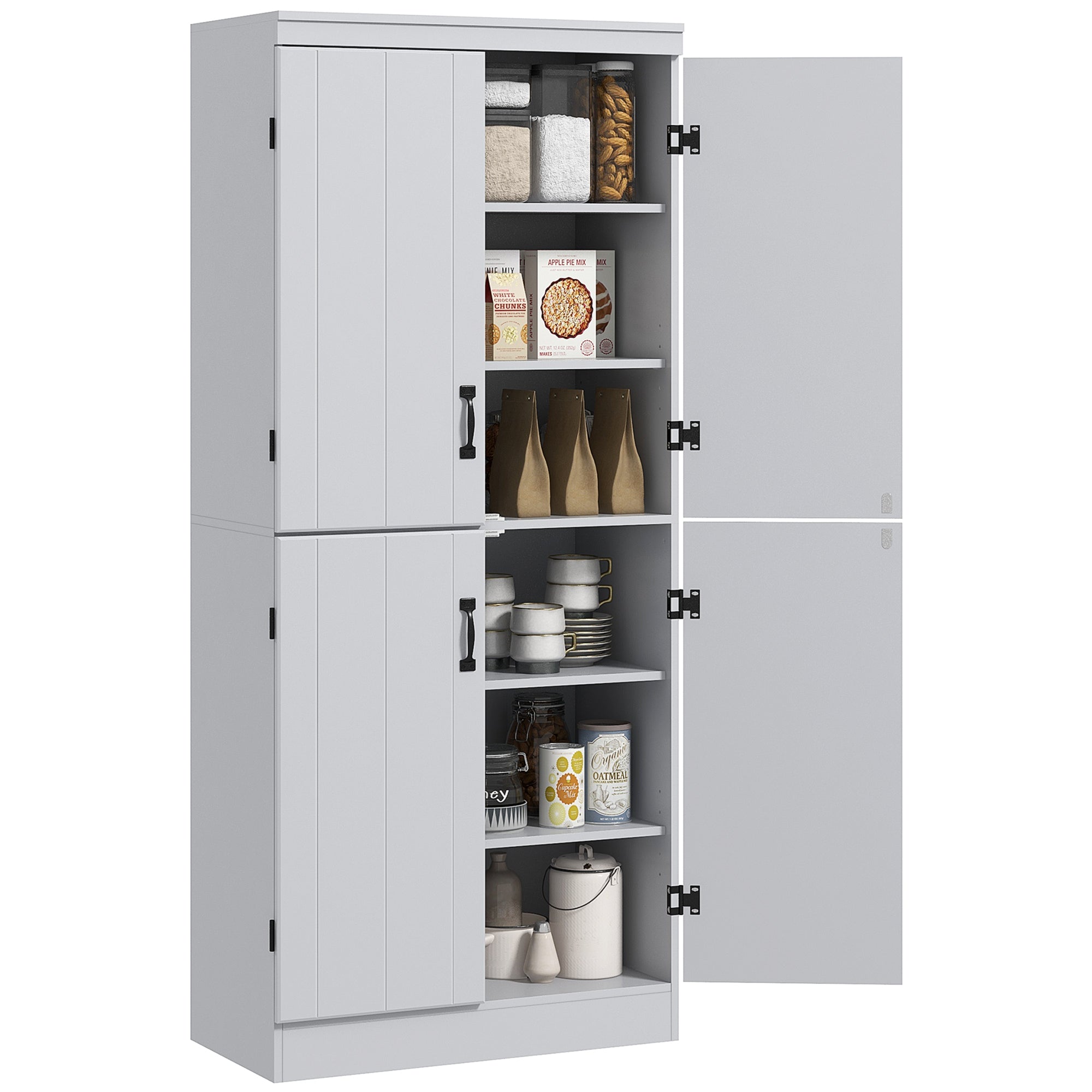 70" Modern Kitchen Pantry Storage Cupboard Cabinet w/ 6 Tier Shelving