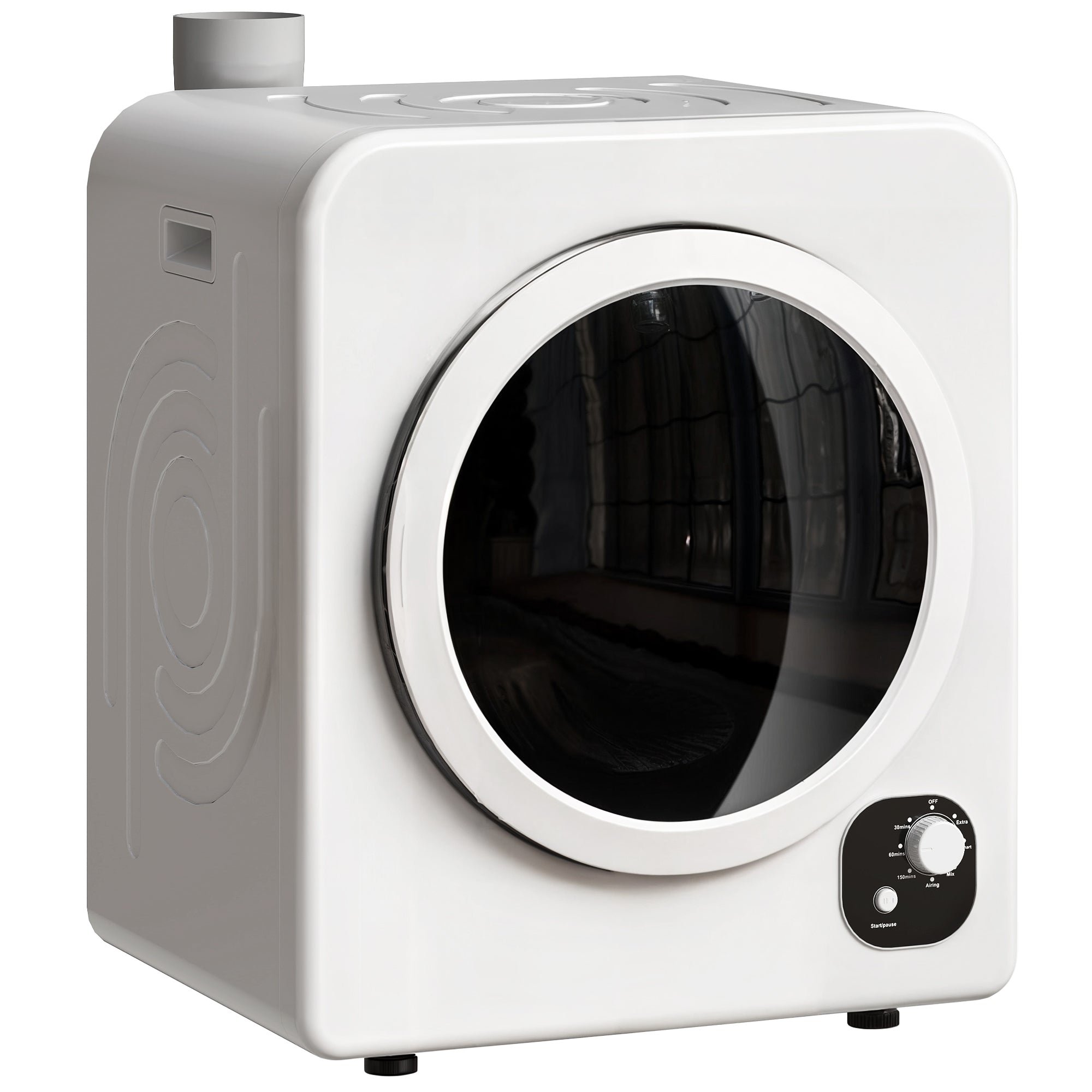 120V Portable Clothes Dryer, 1300W Compact Front Load Laundry Dryer Machine 3.3 Cu. Ft. with Stainless Steel Tub & 4 Automatic Drying Mode for Apartment, RVs, Dorms, White