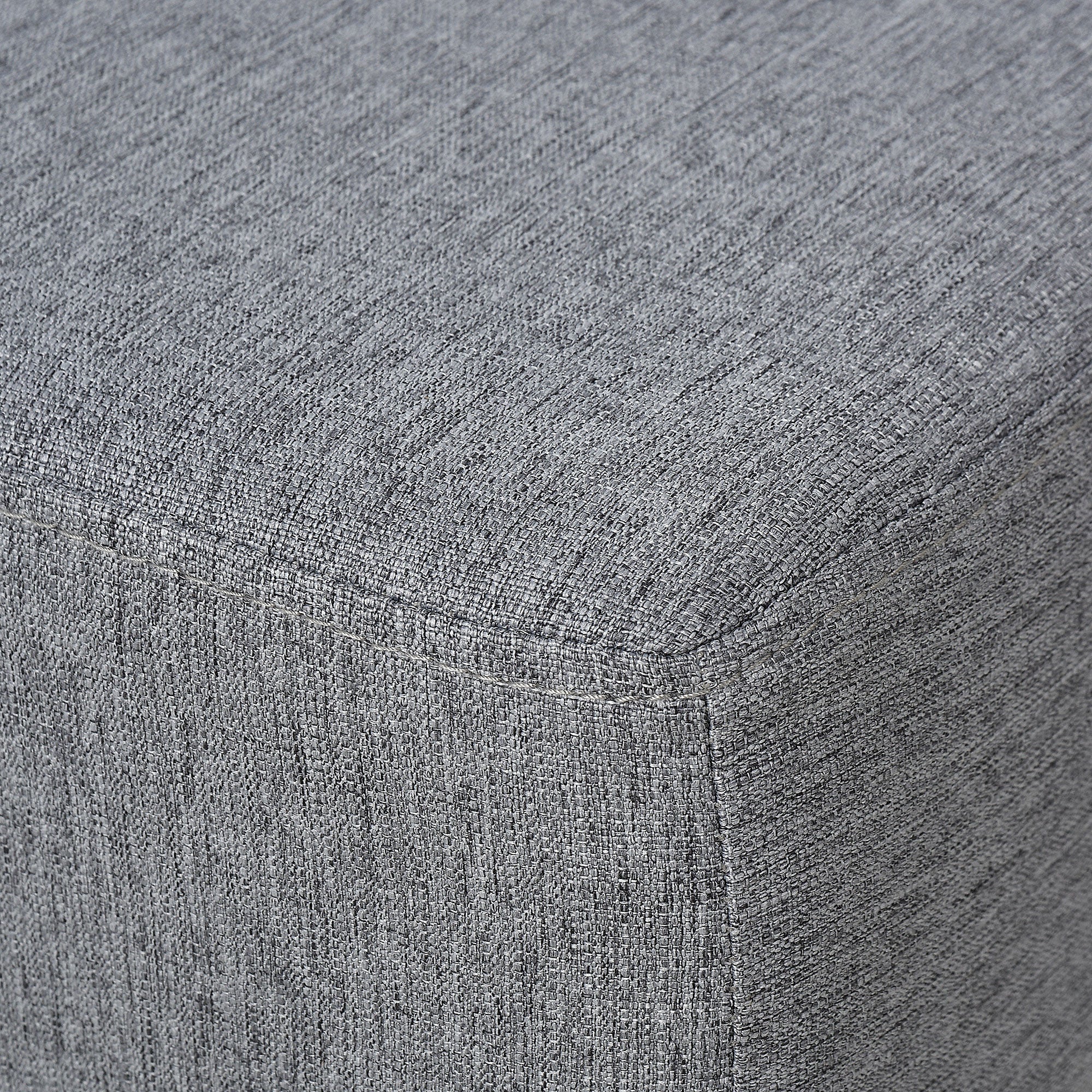 Small Ottoman Foot Rest with Linen Fabric Upholstery & Plastic Legs, Cube, Gray