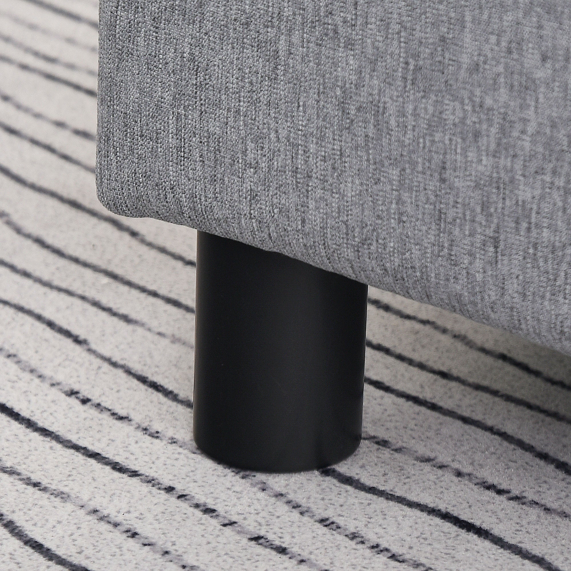 Small Ottoman Foot Rest with Linen Fabric Upholstery & Plastic Legs, Cube, Gray