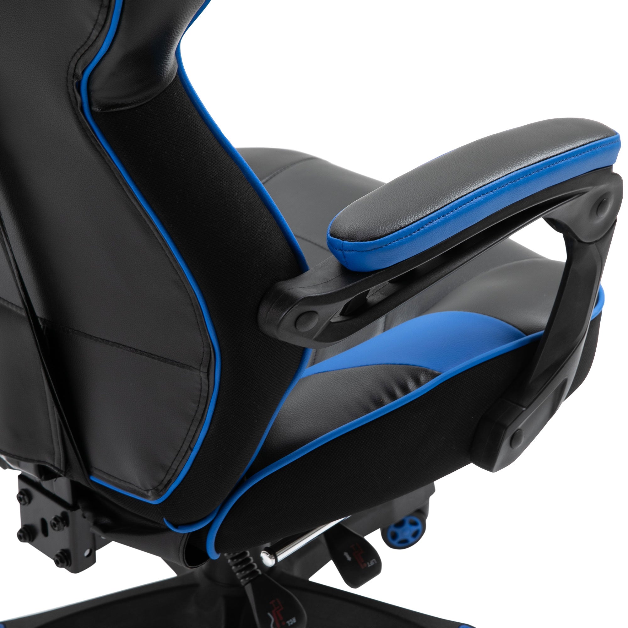 Vinsetto Computer Gaming Chair, Racing Desk Chair with Lumbar Support and Footrest, PU Leather Gamer Chair with Headrest and Swivel Wheels for Home, Blue