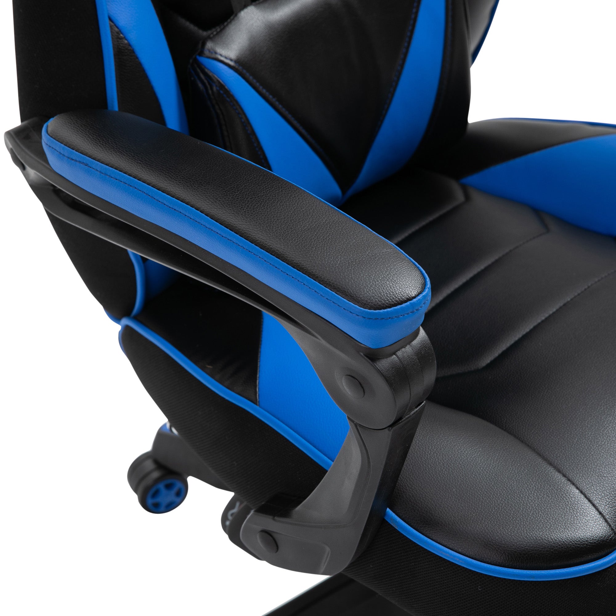 Vinsetto Computer Gaming Chair, Racing Desk Chair with Lumbar Support and Footrest, PU Leather Gamer Chair with Headrest and Swivel Wheels for Home, Blue