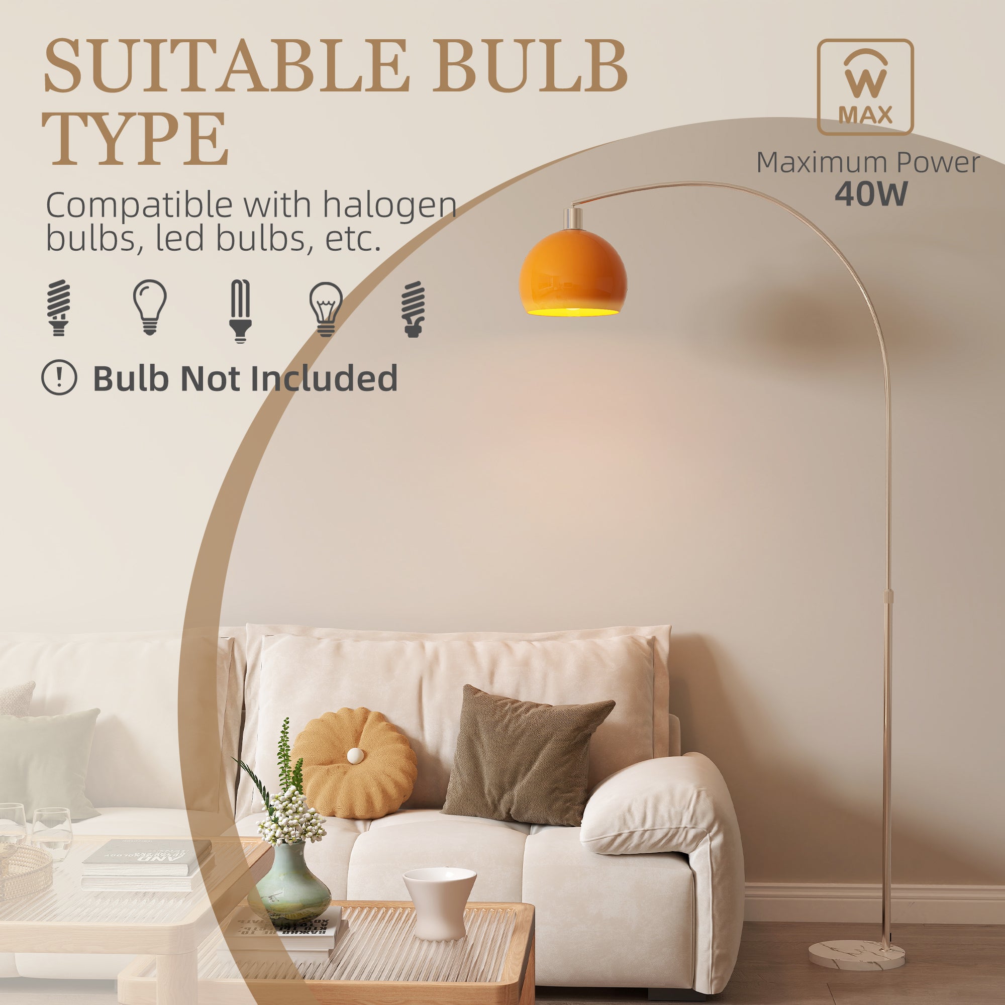 Floor Lamp for Living Room, Modern Standing Lamp with Shade & Foot Switch, Minimalist Tall Pole Lampshade for Bedroom, Office, Orange