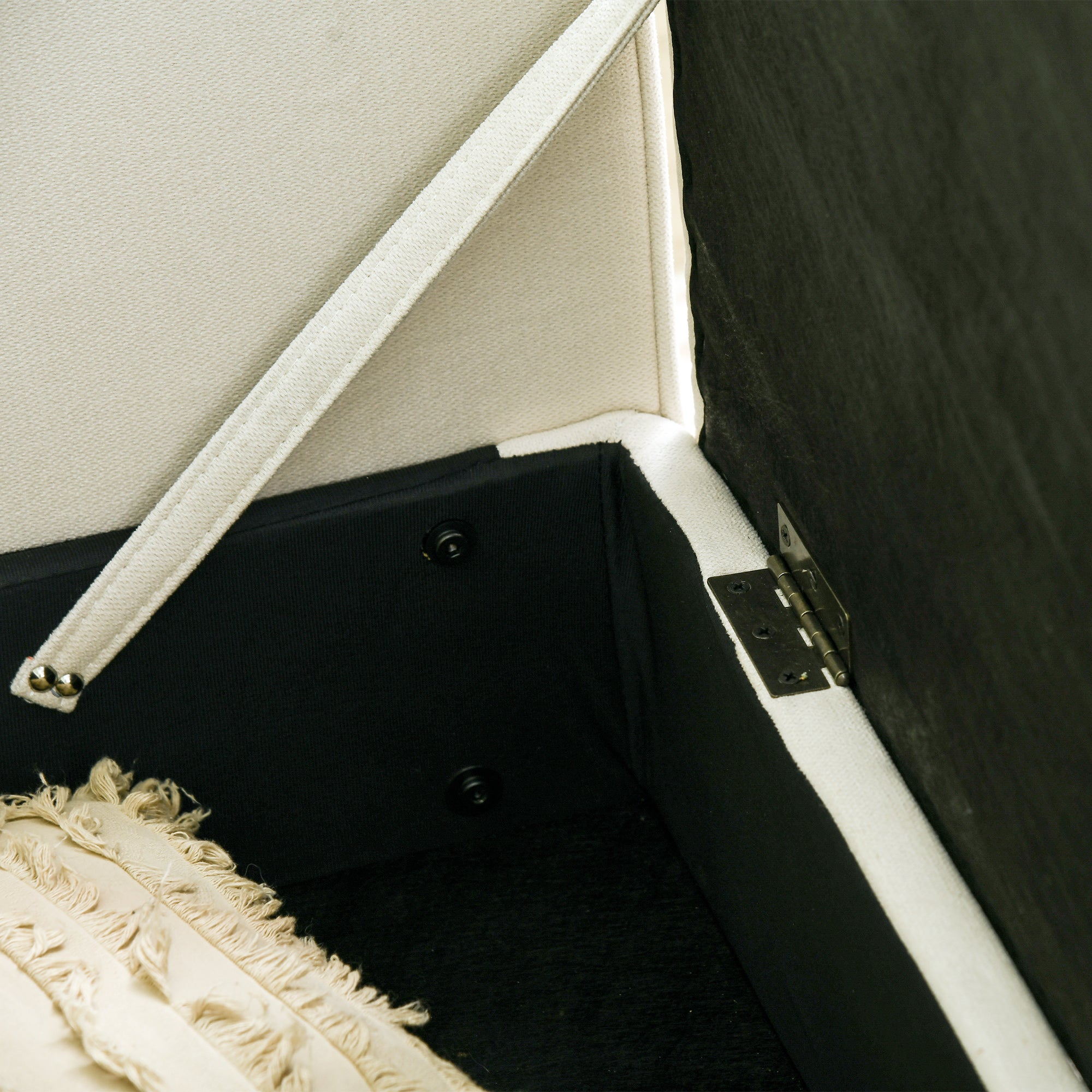 HOMCOM Modern 2 Seater Sofa with Hidden Storage, 117cm Tufted Cotton Couch with Wood Legs, Compact Loveseat for Living Room, Kitchen, Cream White