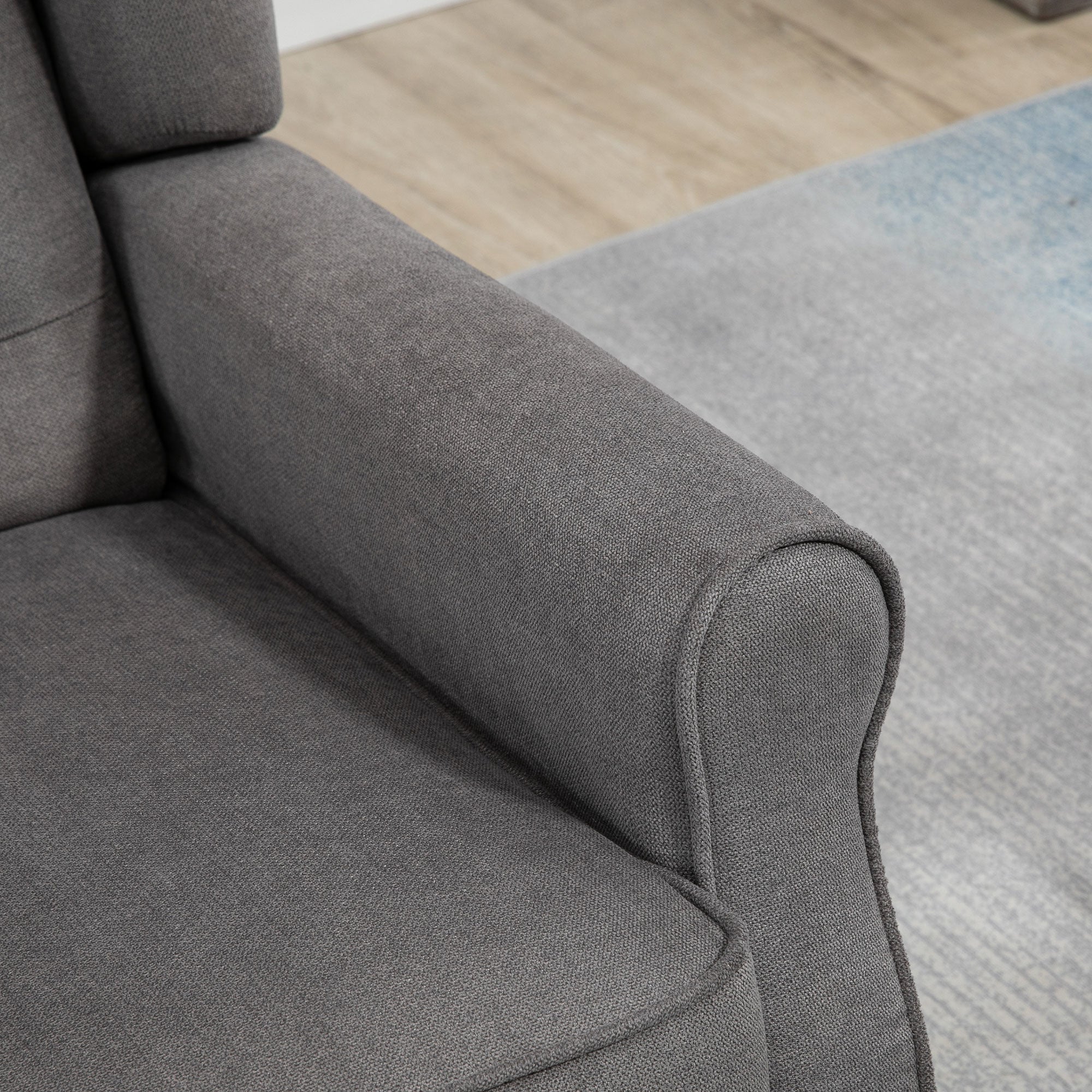 Mid-CenturyAccent Chair w/ High Wingback, Button-Tufted Fabric & Retro Wood Legs, Dark Gray - HOMCOM