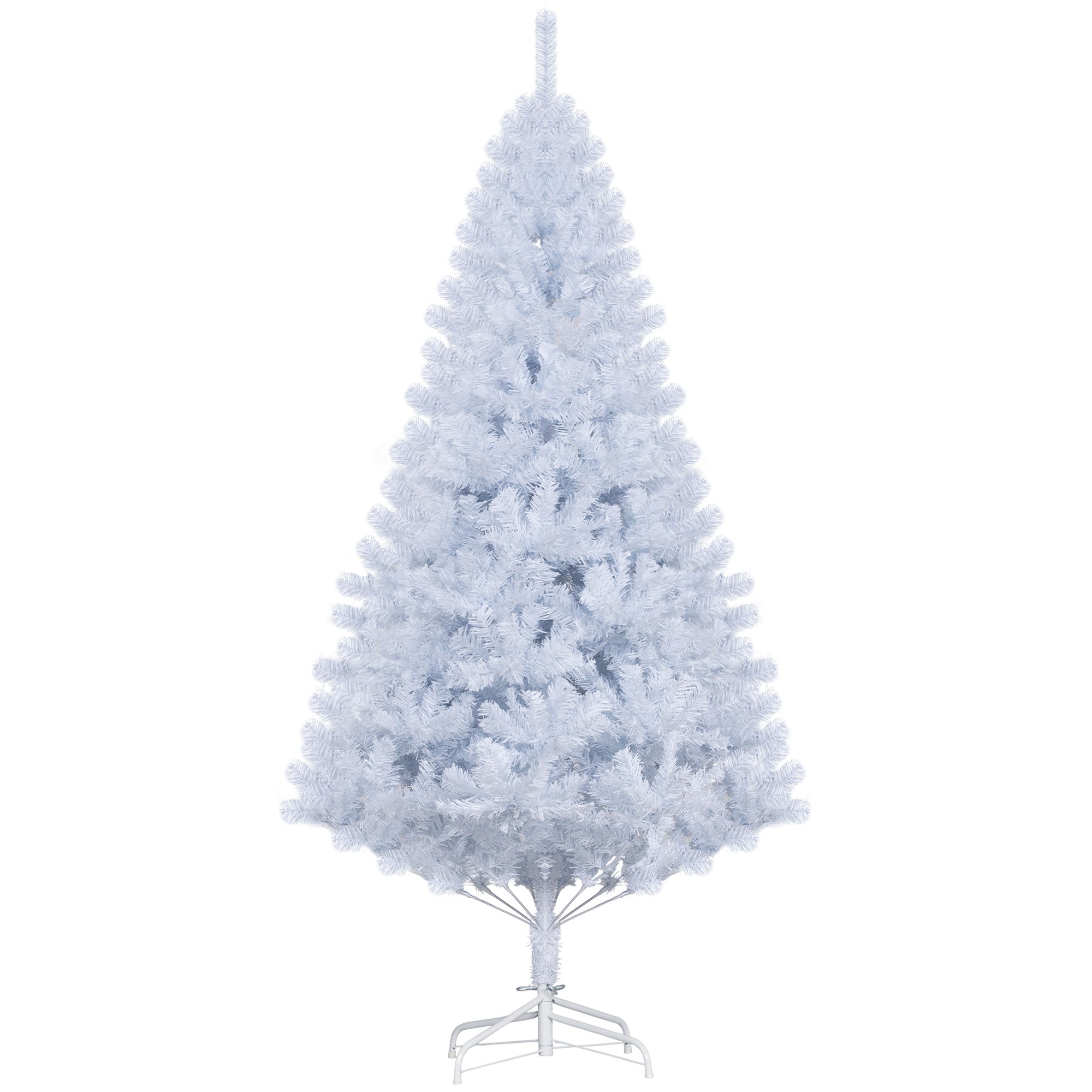 HOMCOM 6ft Artificial Christmas Tree with 928 Branch Tips and Metal Stand, Xmas Tree for Home Indoor Holiday, White