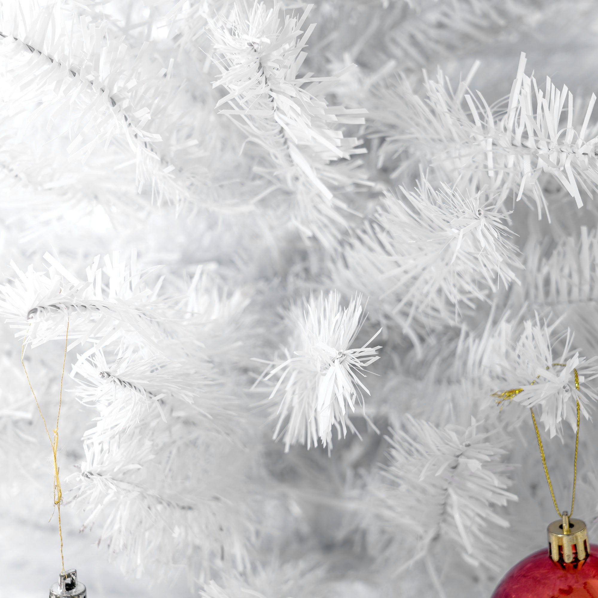 8ft Slim Artificial Pencil Christmas Tree with Realistic Branches & Warm White LEDs, White