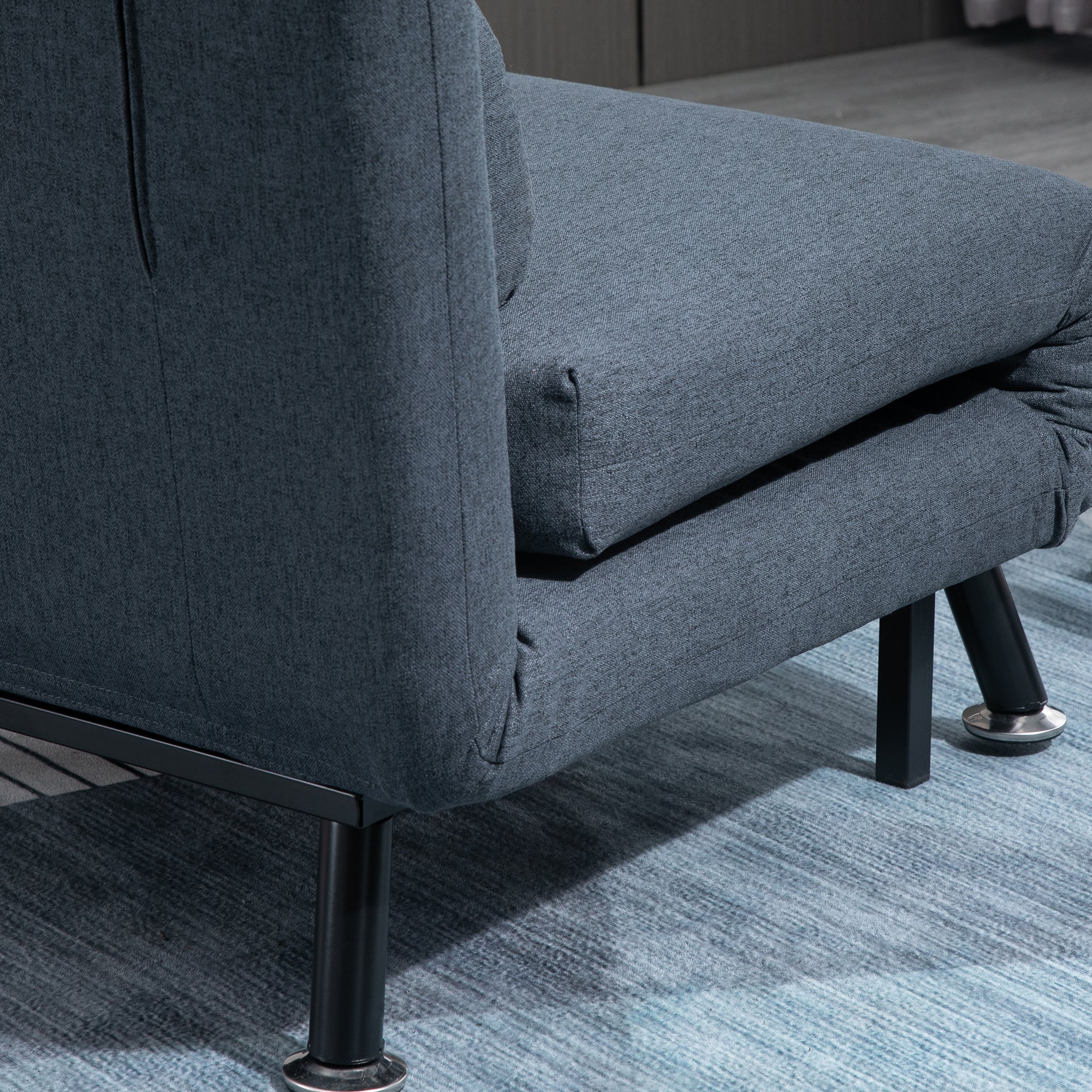 HOMCOM Linen Single Chair Bed, 3-in-1 Convertible Sleeper Chair with Adjustable Backrest, Pillow, for Living Room, Bedroom, Black