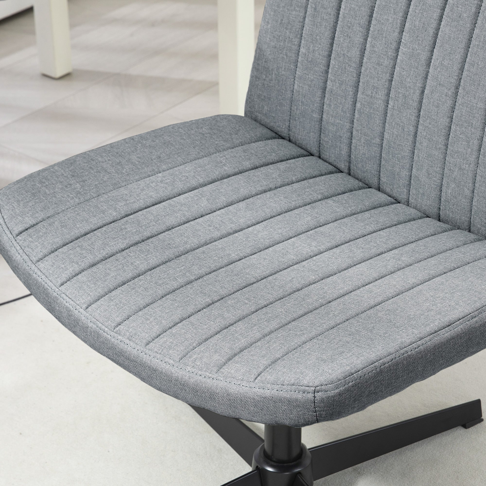 Fabric Armless Office Chair, Wide Task Vanity Seat with Adjustable Height, Gray