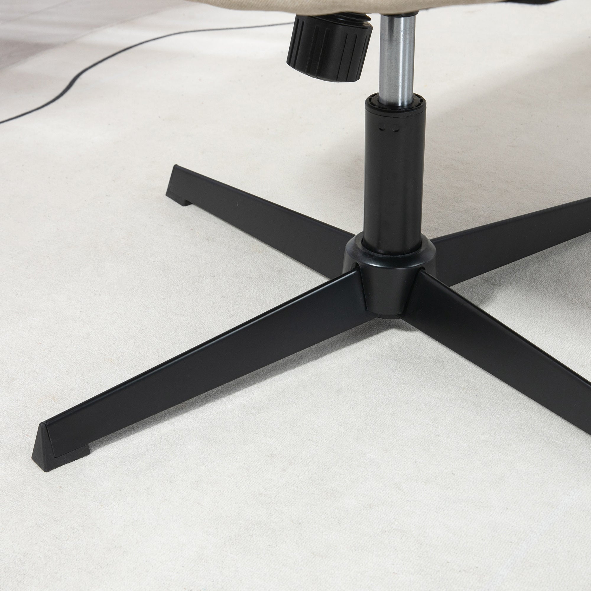 Fabric Armless Office Chair, Wide Task Vanity Seat with Adjustable Height, Gray