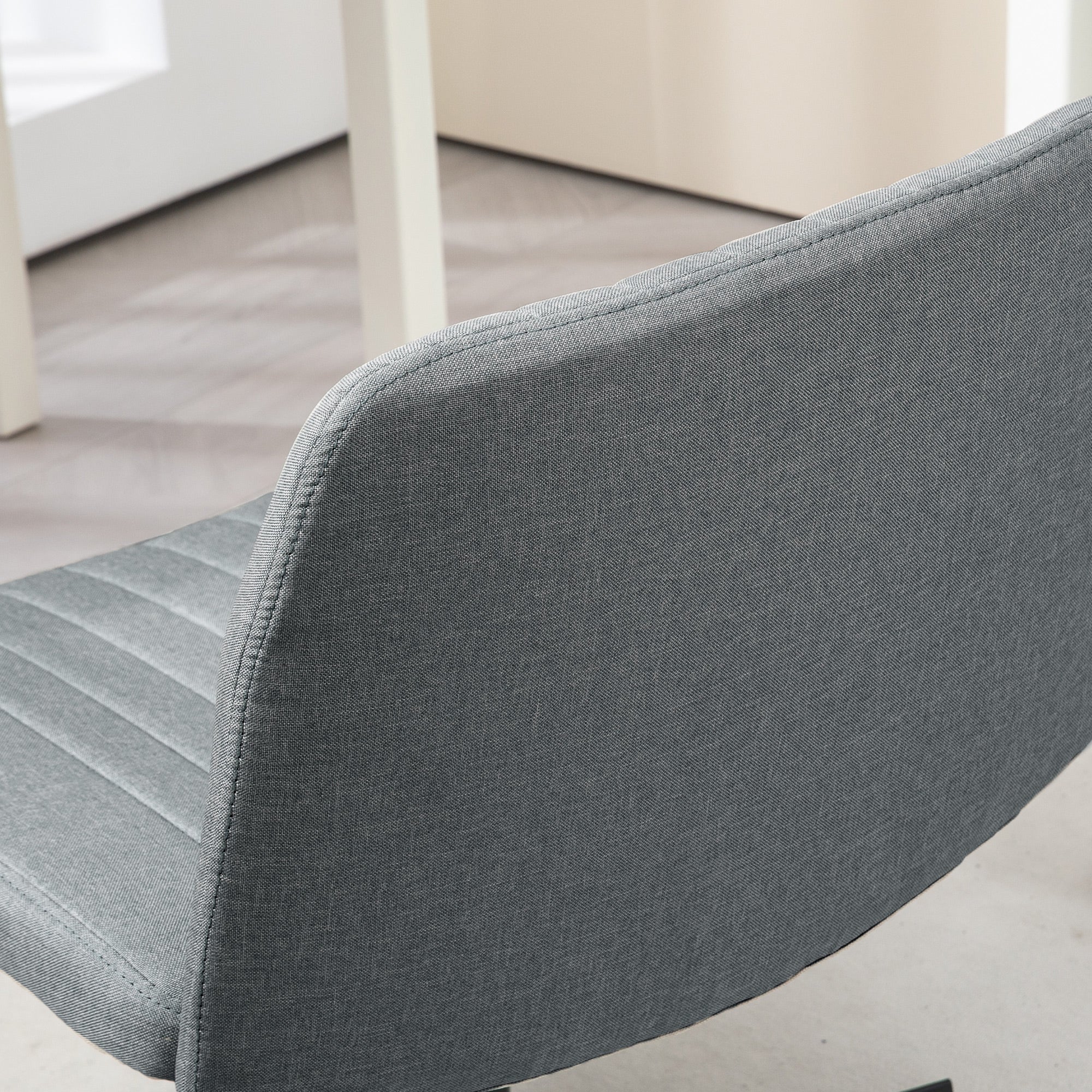 Fabric Armless Office Chair, Wide Task Vanity Seat with Adjustable Height, Gray