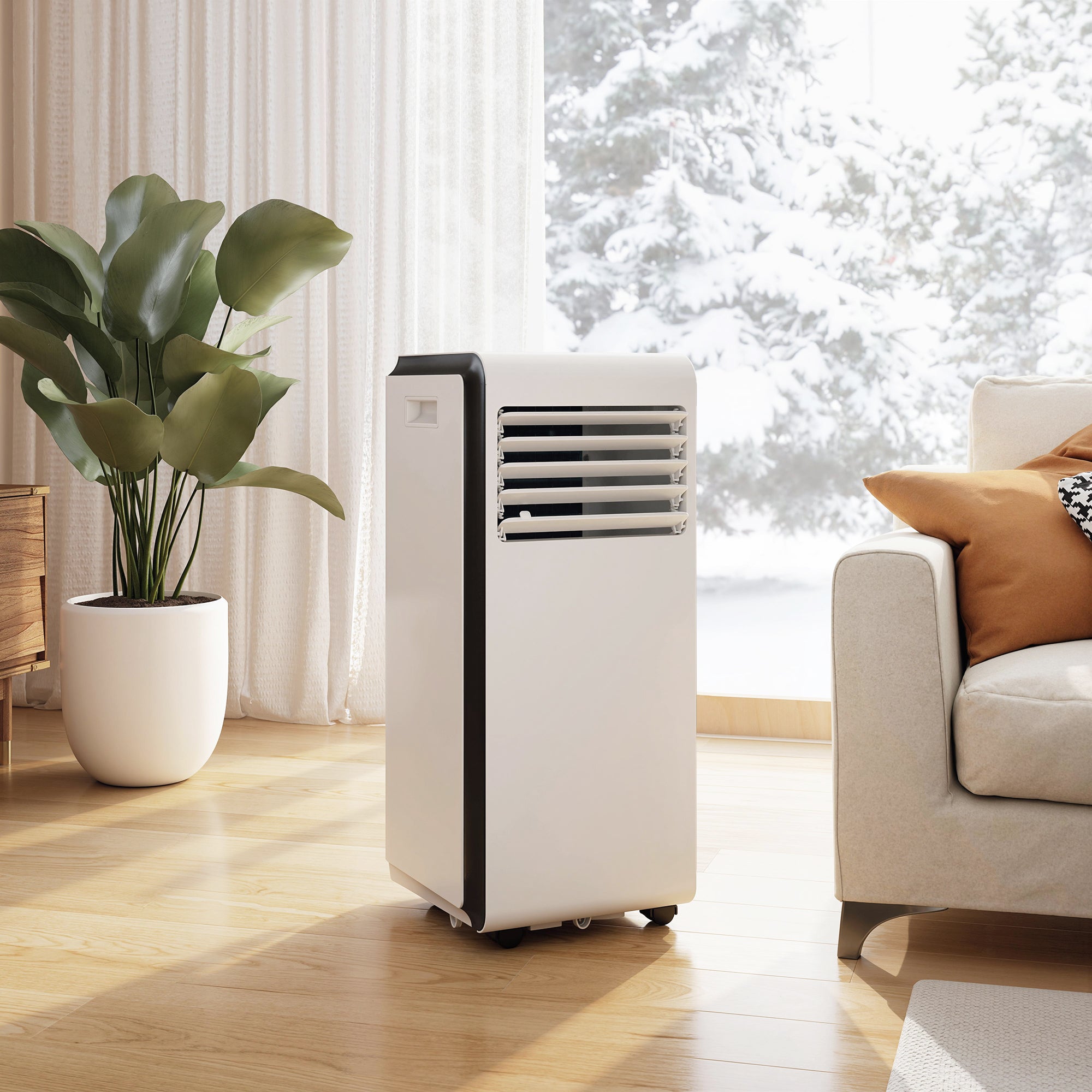 Portable Air Conditioner 9000 BTU, 4-in-1 Air Conditioning Unit with Cooling, Dehumidifier, Fan, Sleep Mode, Remote Control, 24H Timer, 2 Speeds, Child Lock, Window Kit, for Room up to 28 m²