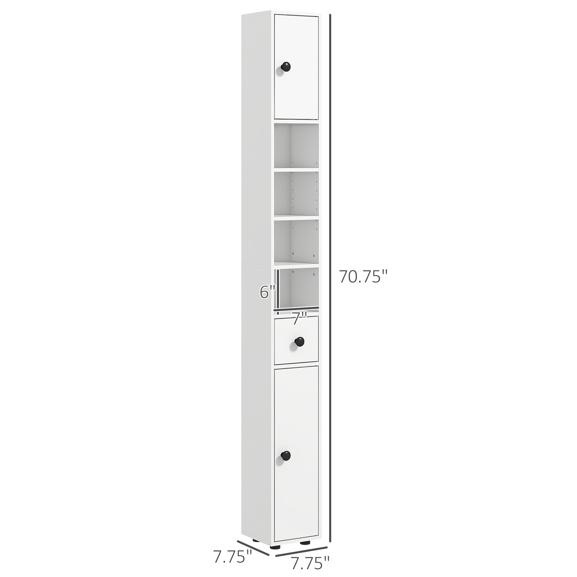 Nookfit 71" Tall Storage Cabinet, Bathroom Skinny Cabinet White