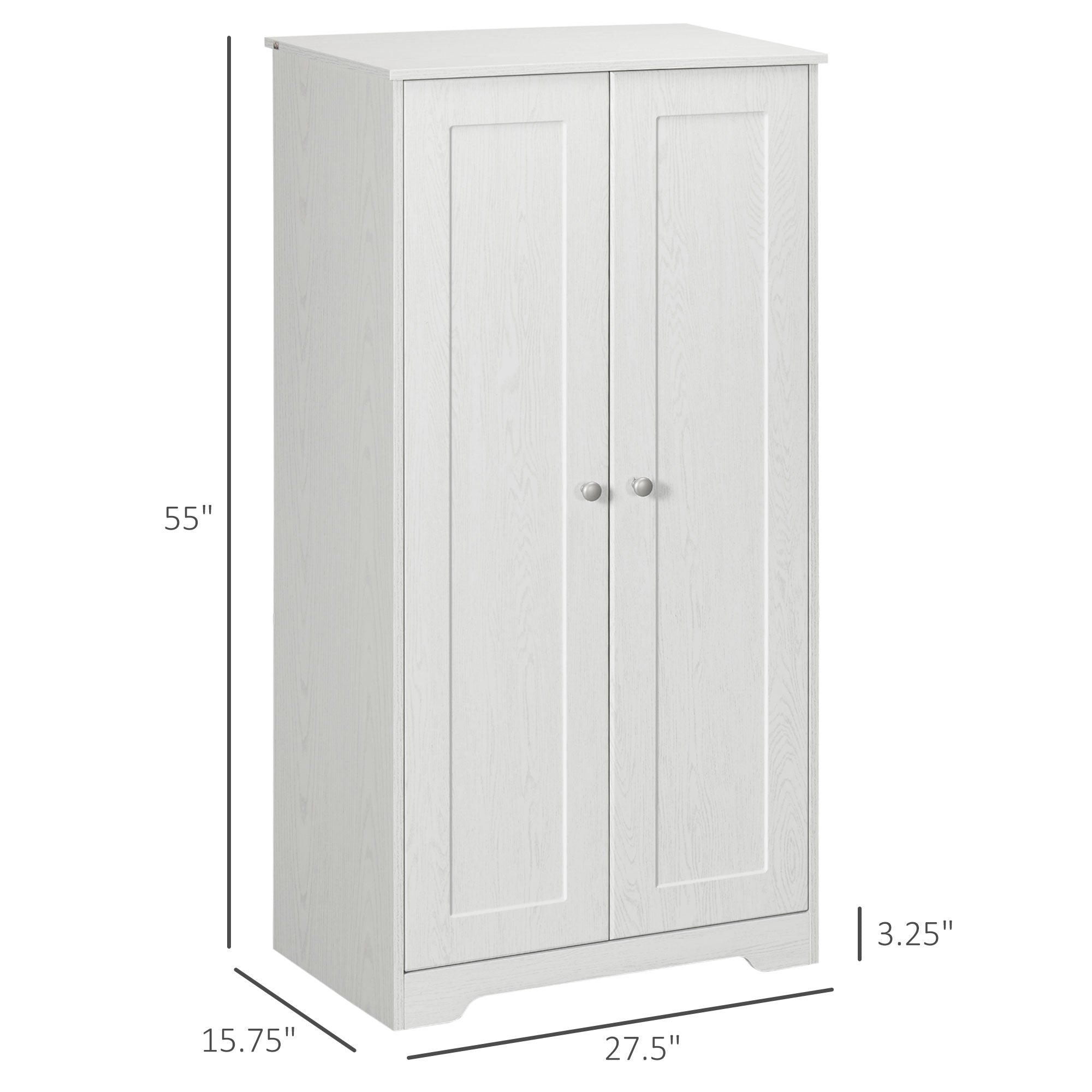 Kitchen Pantry Storage Cabinet, Freestanding Cupboard w/ 2 Doors Adjustable Shelves