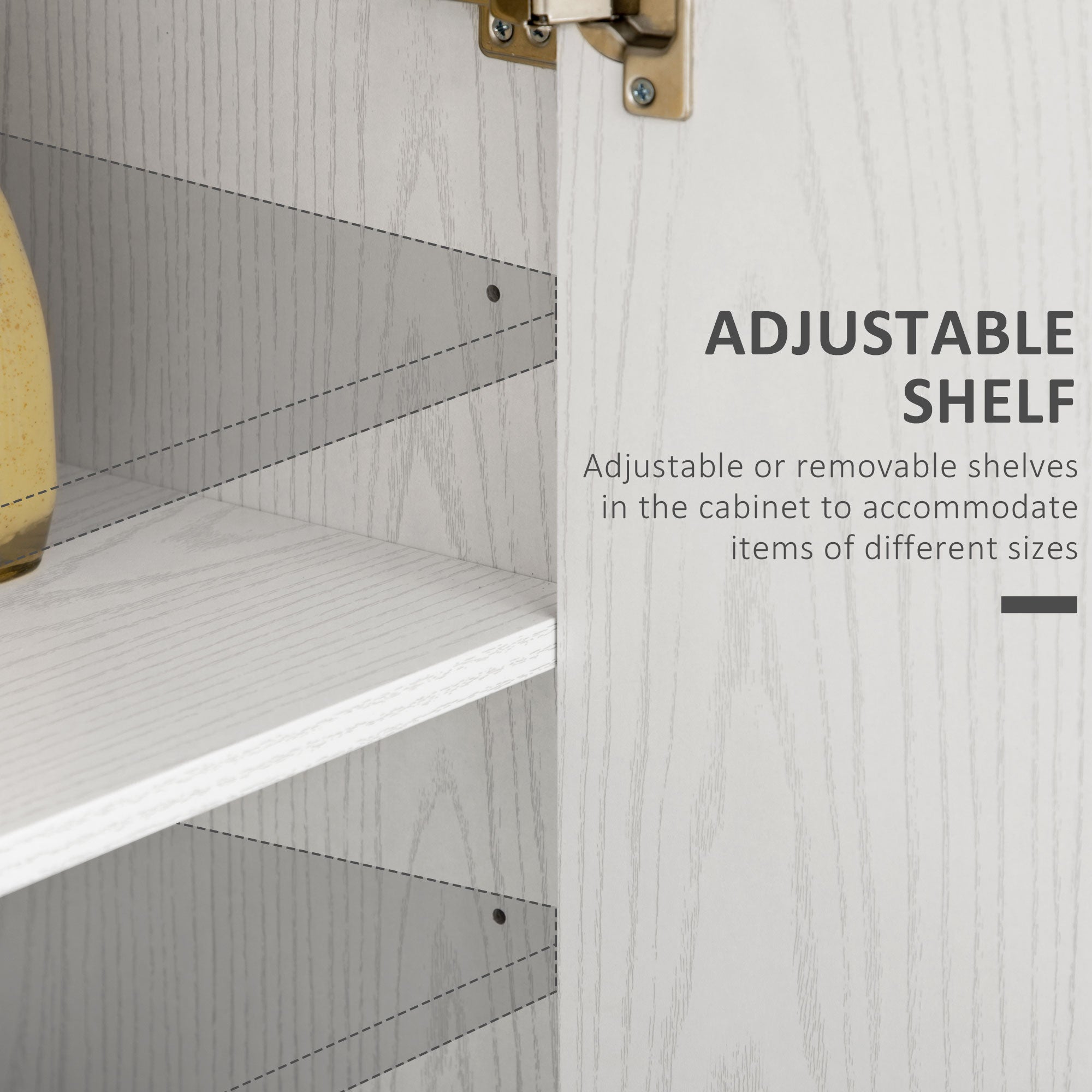 Kitchen Pantry Storage Cabinet, Freestanding Cupboard w/ 2 Doors Adjustable Shelves