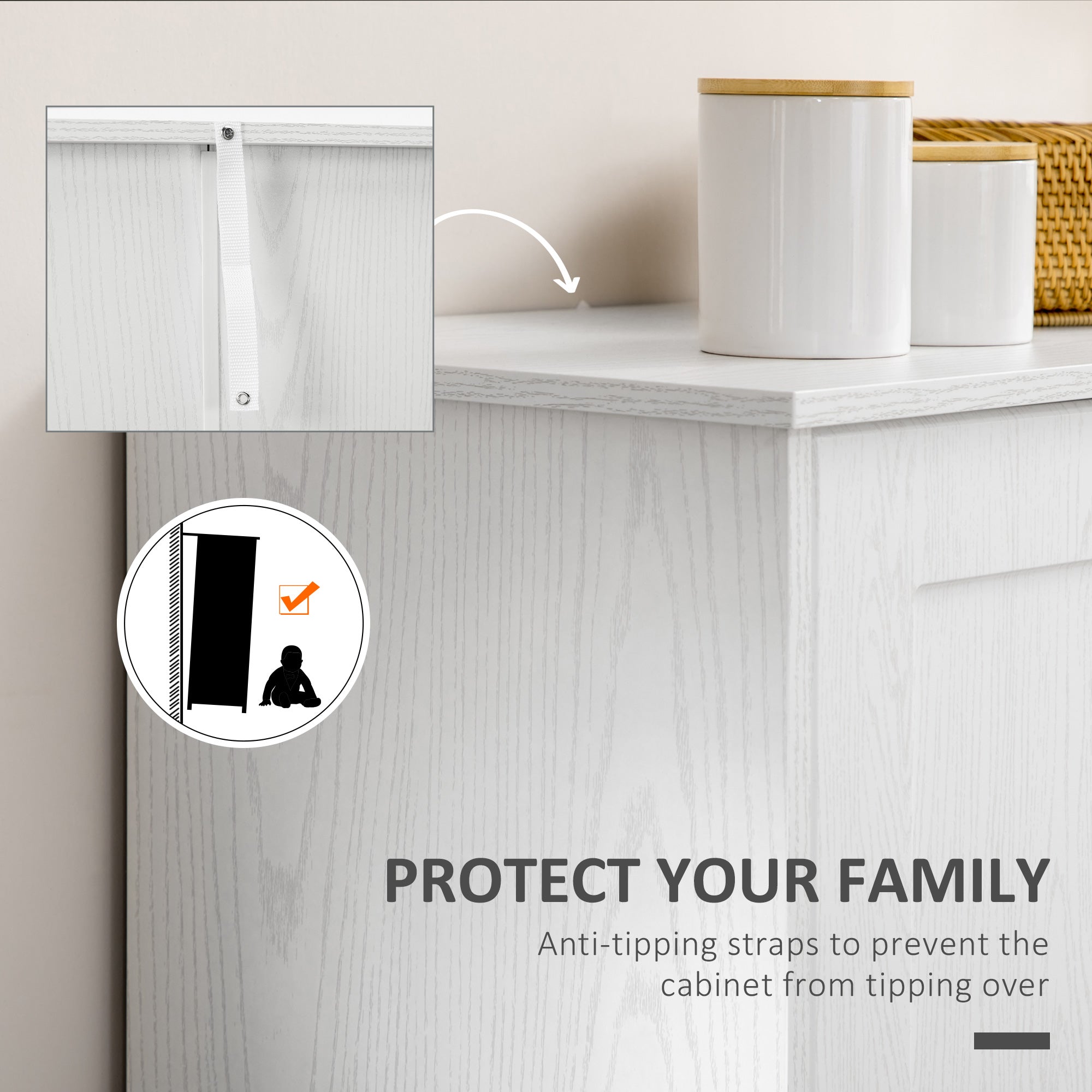 Kitchen Pantry Storage Cabinet, Freestanding Cupboard w/ 2 Doors Adjustable Shelves