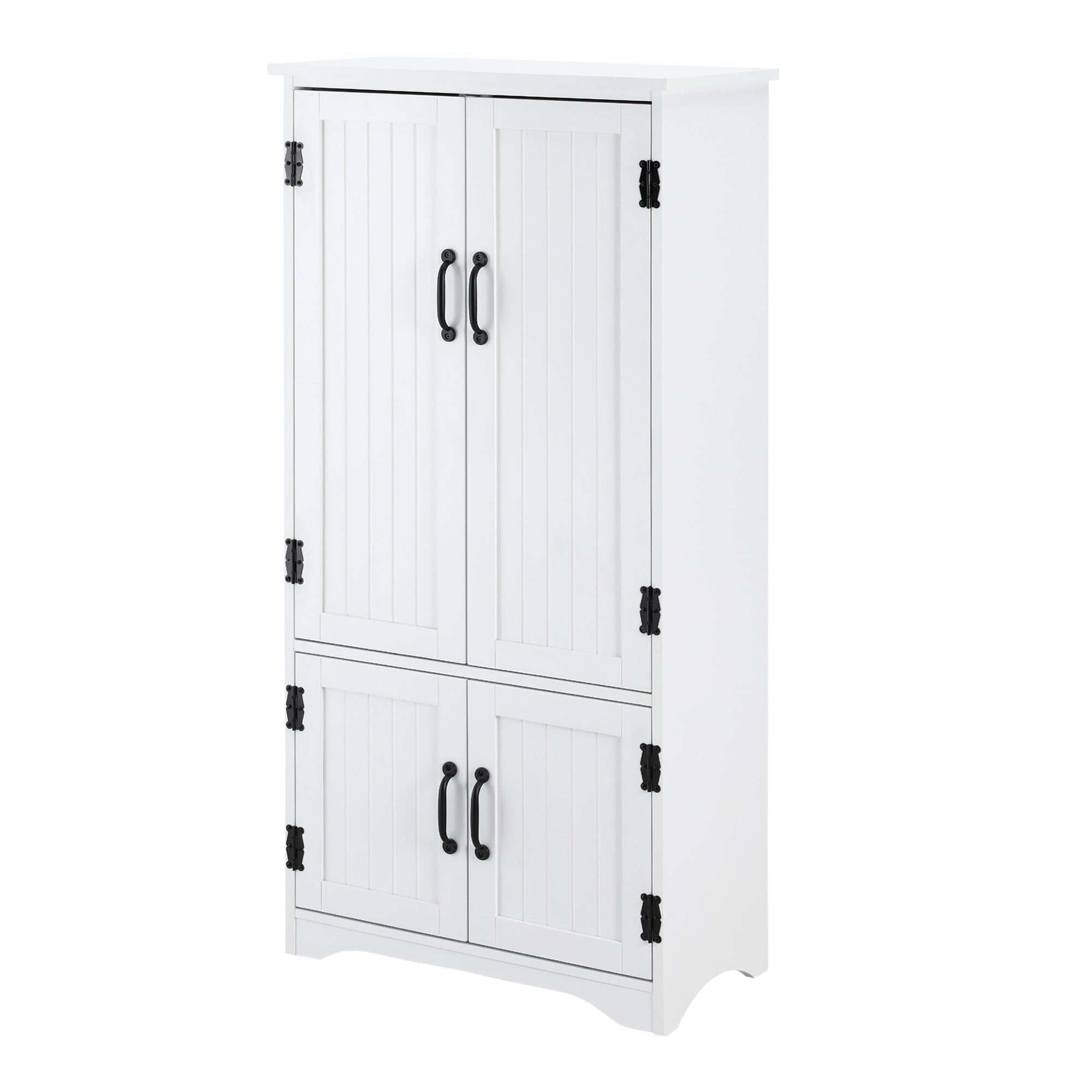 Accent Floor Storage Cabinet, Kitchen Cupboard Sideboard with Adjustable Shelves and 2 Lower Doors, White