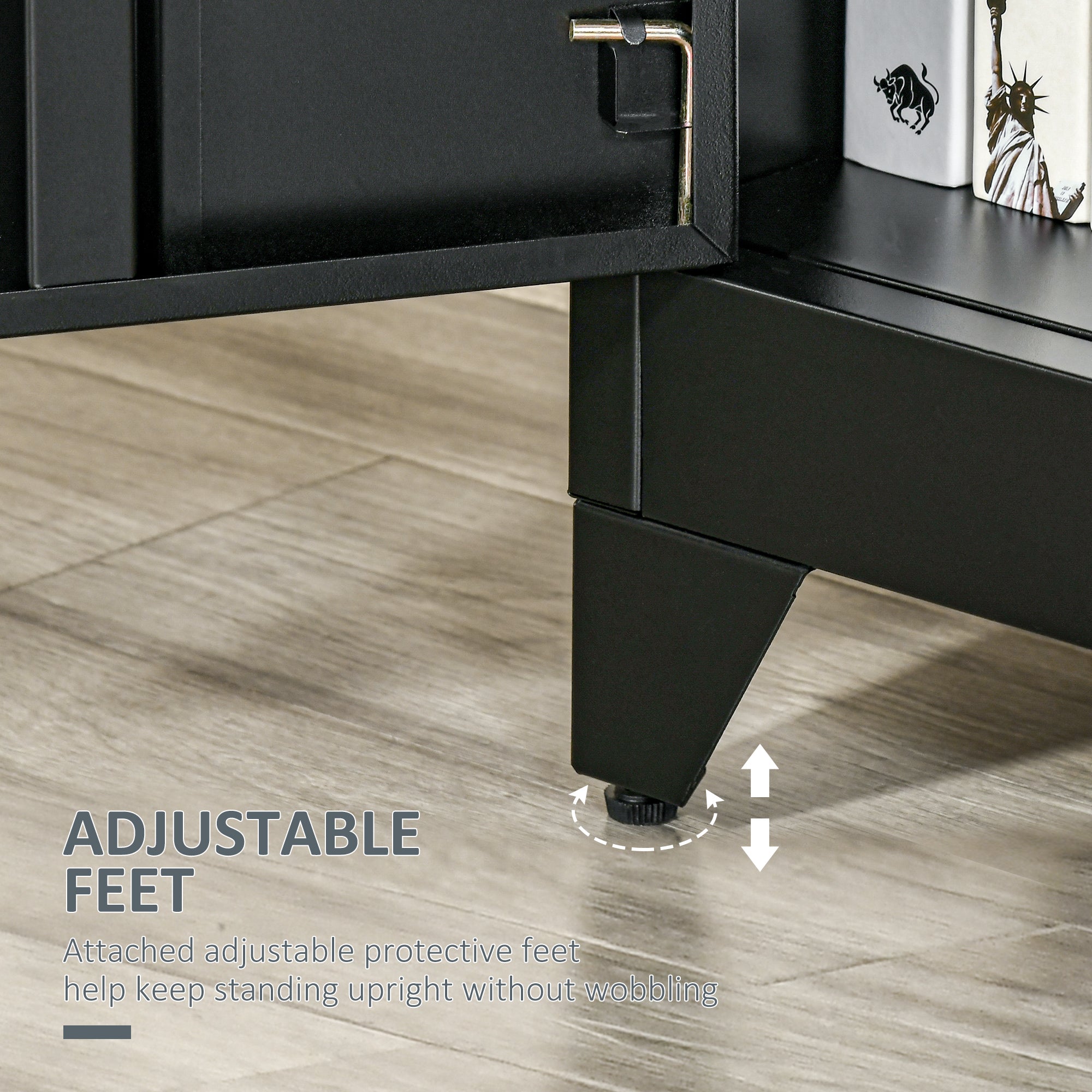 Industrial Steel Garage Storage Cabinet w/ Double Doors & Adjustable Shelves, Black