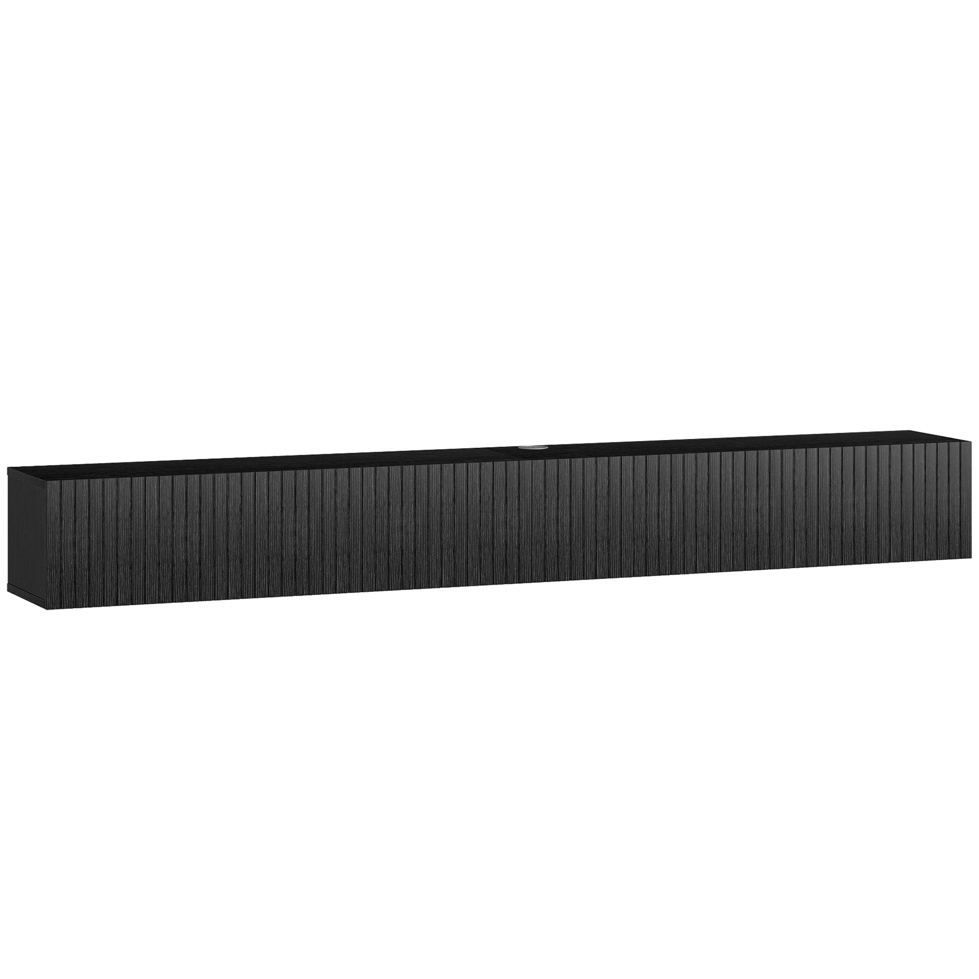 Floating TV Unit for Television up to 72 Inch, 180cm Wall Mount TV Stand Cabinet with Fluted Flip-Down Doors, Cable Management Hole, Entertainment Media Console for Living Room, Bedroom, Black