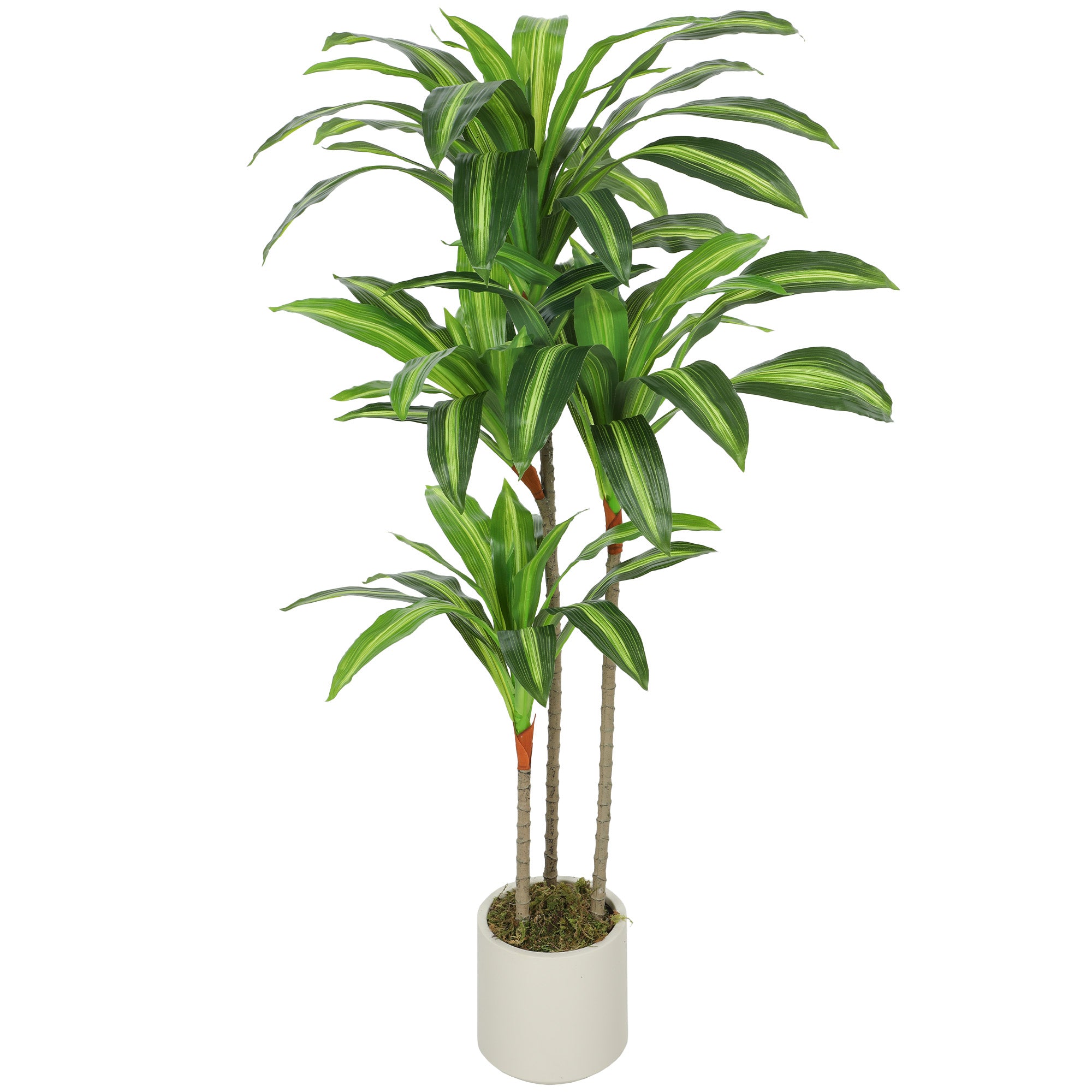 4FT Artificial Dracaena Tree, Lifelike Dracaena Fake Plant with Bendable Trunks and White Planter for Living Room Bedroom Home Office Decor, Green